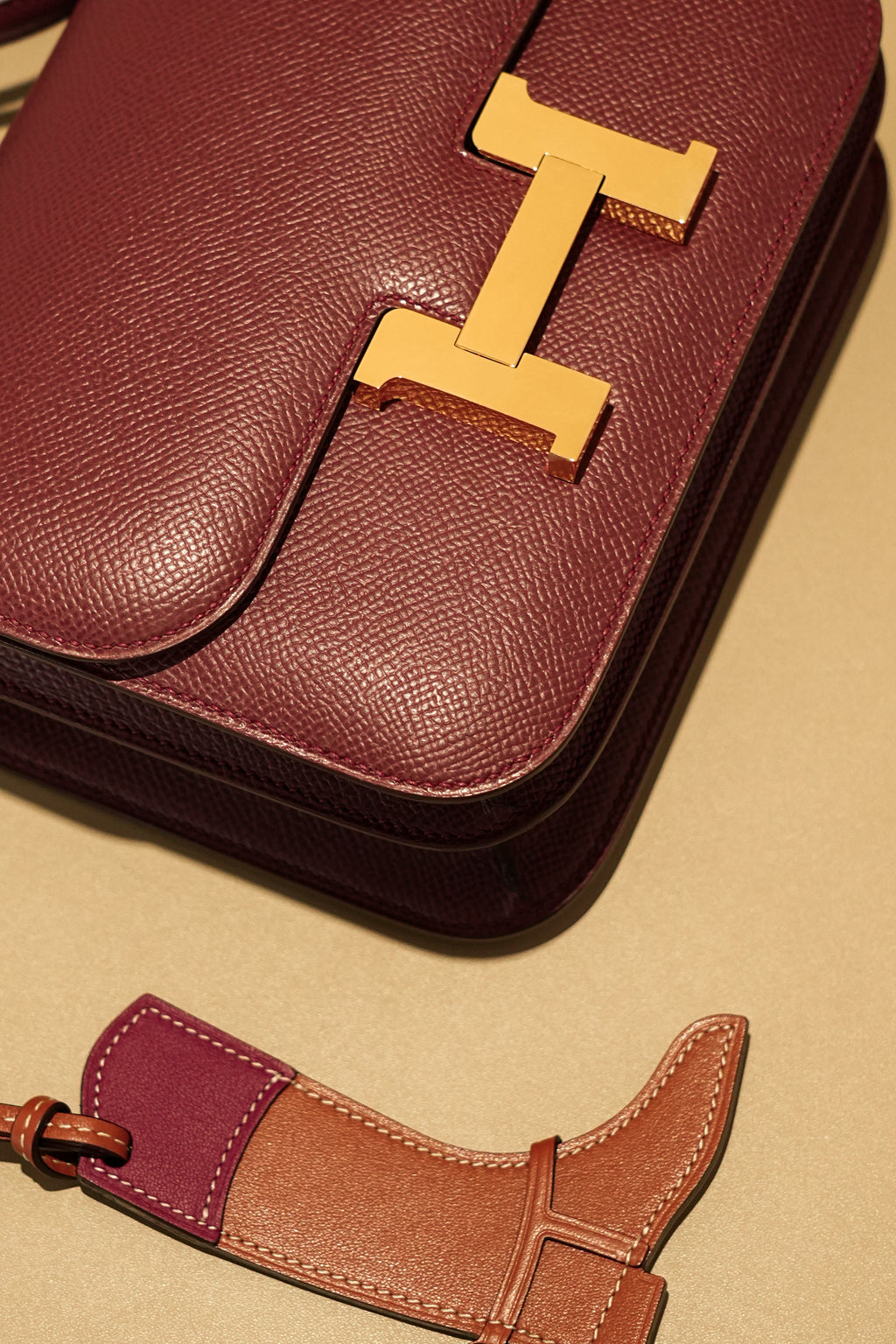 Constance- All Handmade Golden / Sliver Hardware Rouge Hermes Ep eather