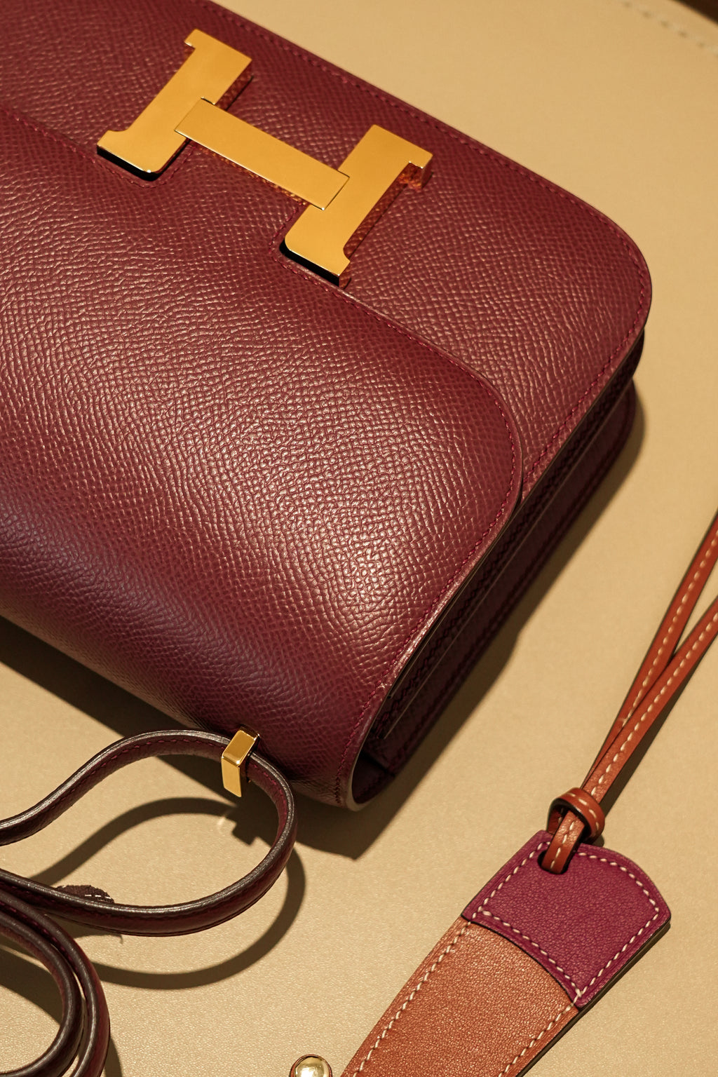 Constance- All Handmade Golden / Sliver Hardware Rouge Hermes Ep eather