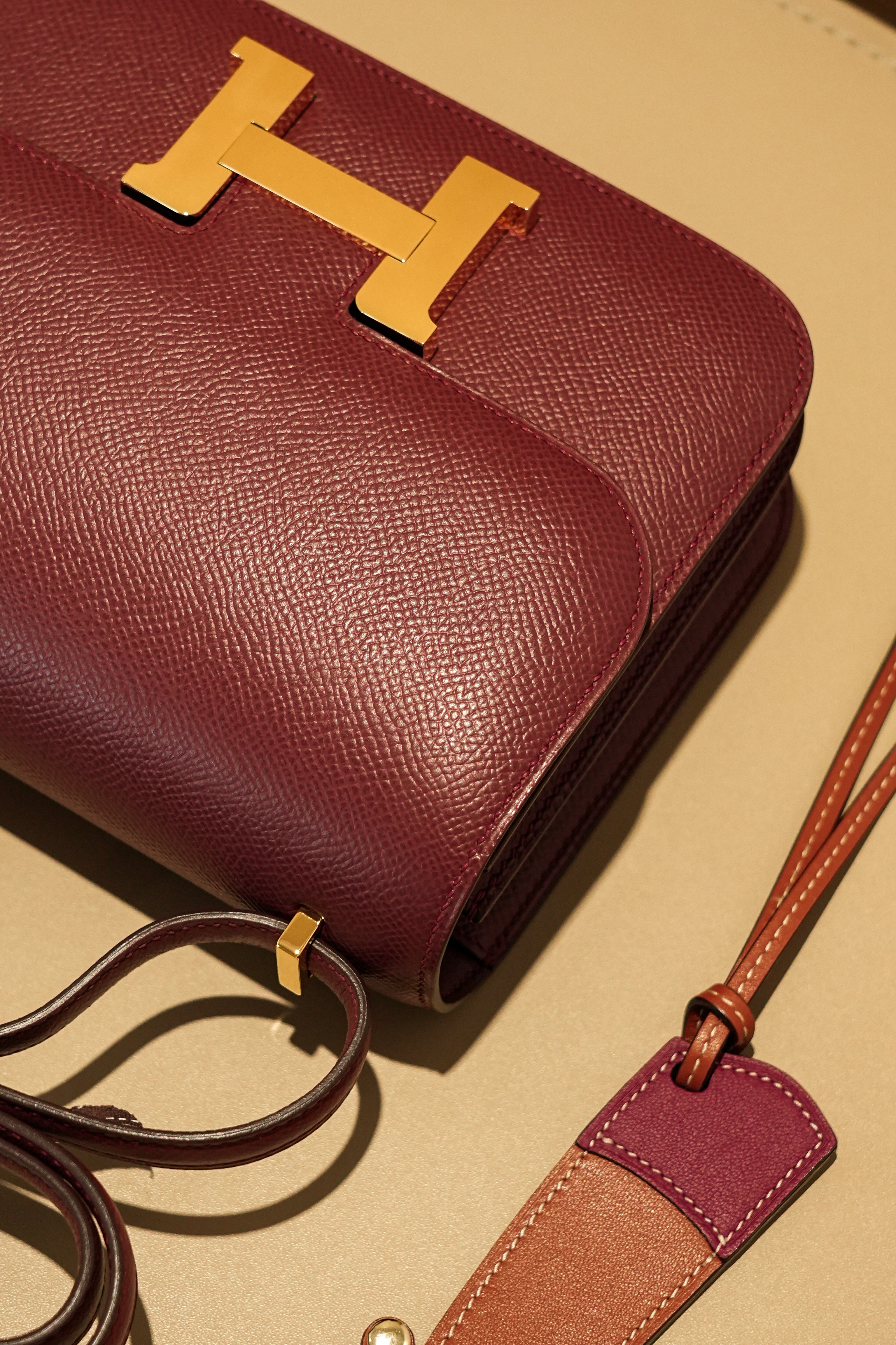 Constance- All Handmade Golden / Sliver Hardware Rouge Hermes Ep eather