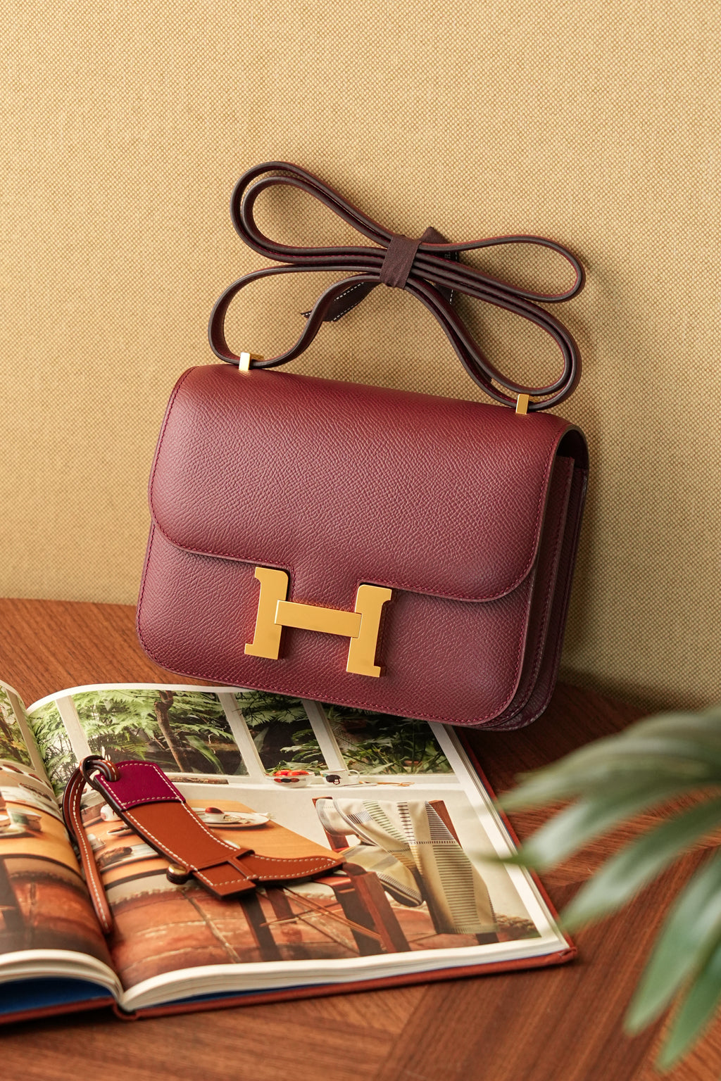 Constance- All Handmade Golden / Sliver Hardware Rouge Hermes Ep eather