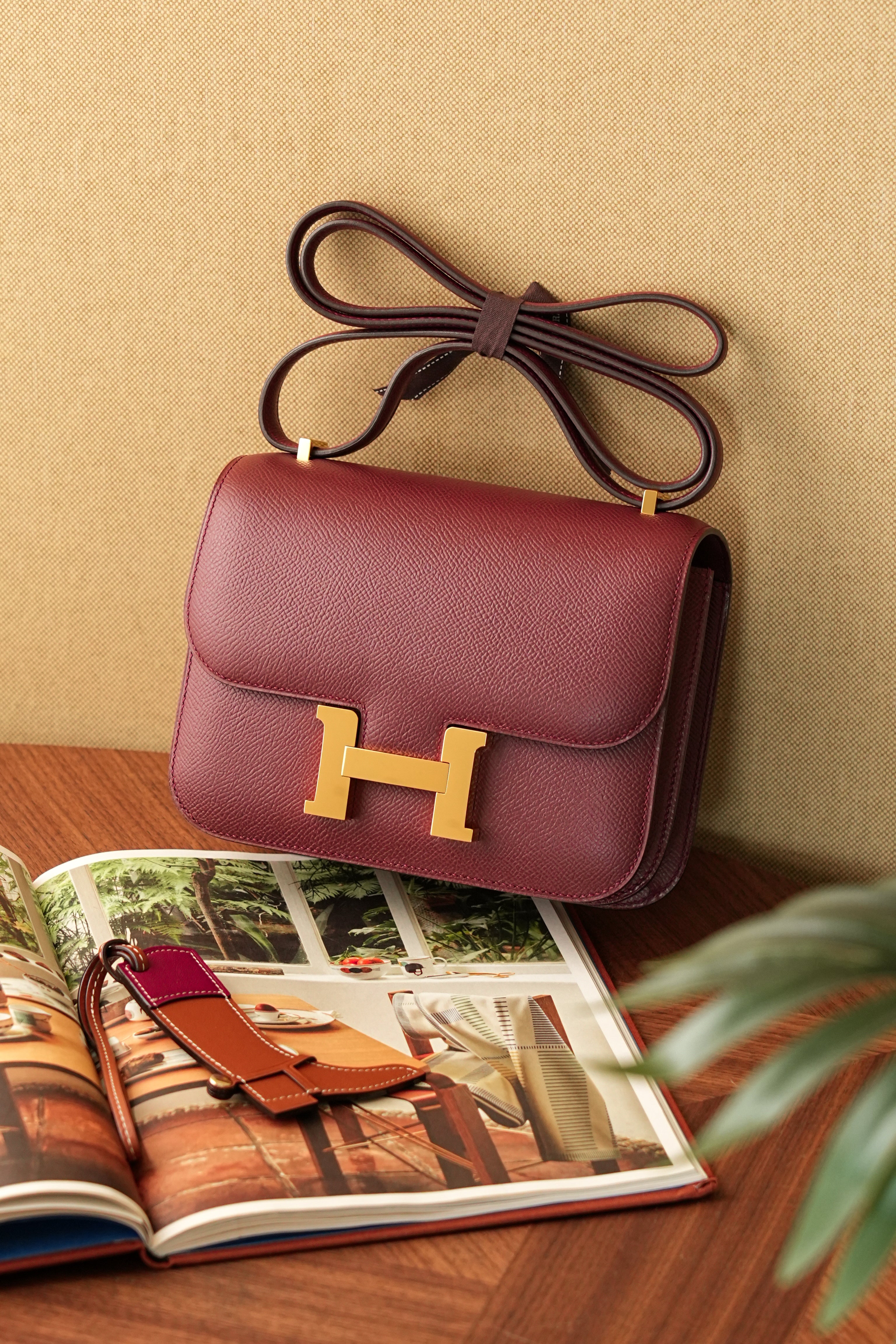 Constance- All Handmade Golden / Sliver Hardware Rouge Hermes Ep eather