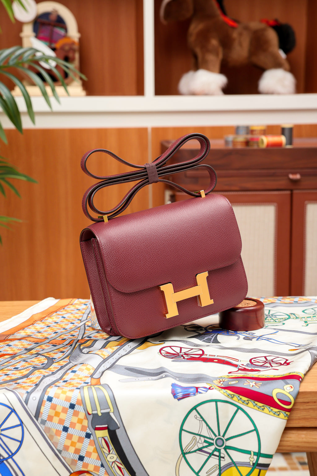 Constance- All Handmade Golden / Sliver Hardware Rouge Hermes Ep eather