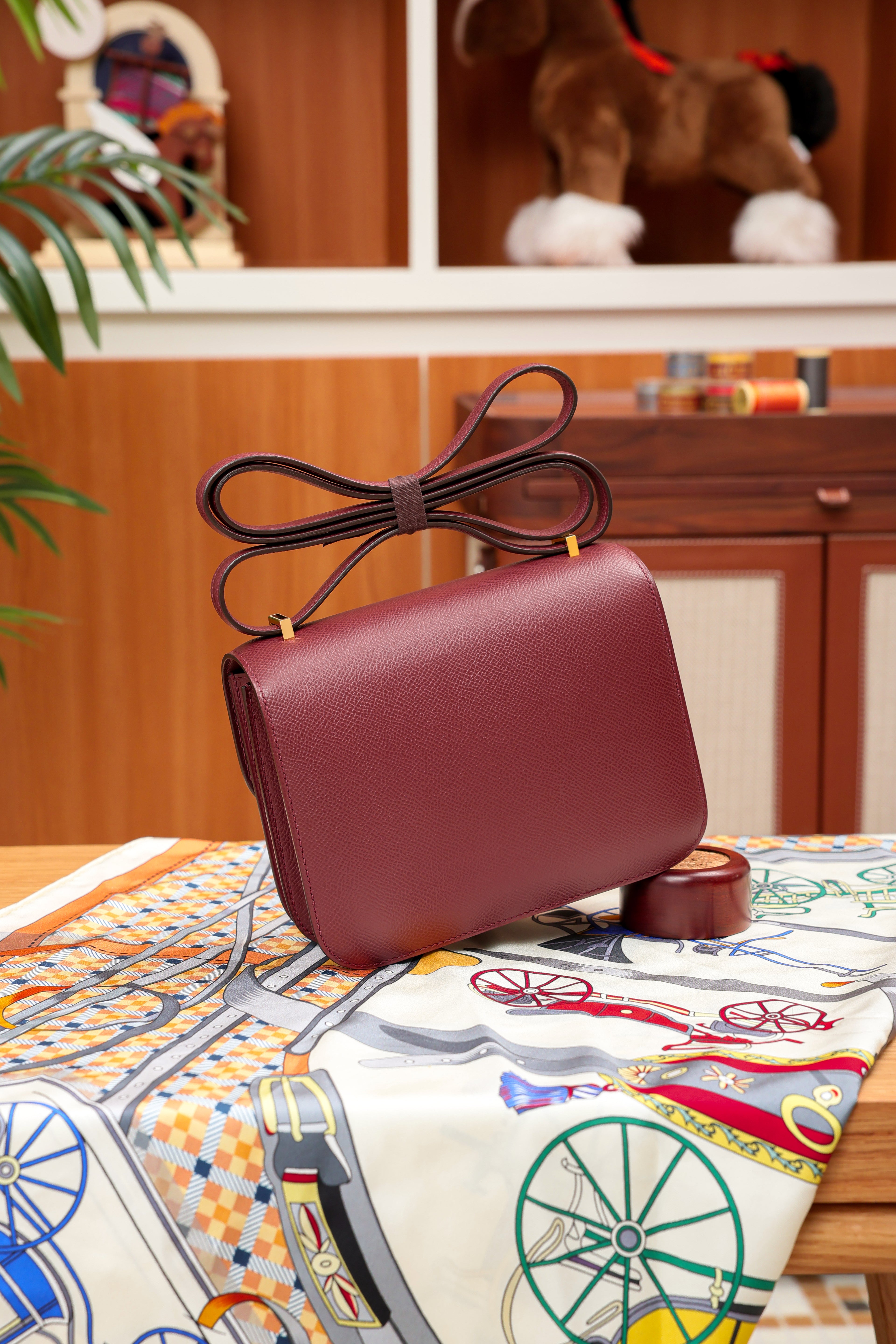 Constance- All Handmade Golden / Sliver Hardware Rouge Hermes Ep eather