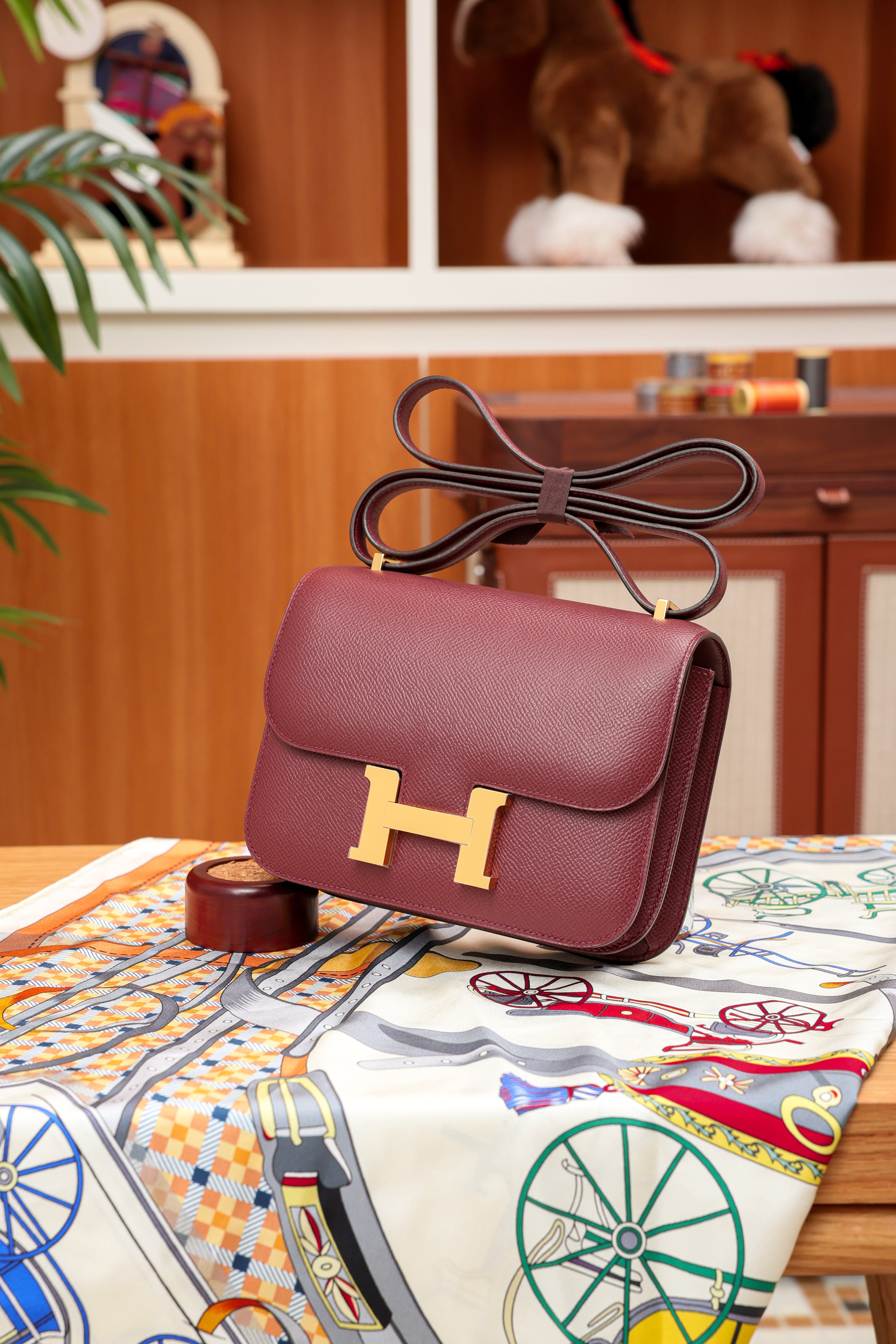 Constance- All Handmade Golden / Sliver Hardware Rouge Hermes Ep eather