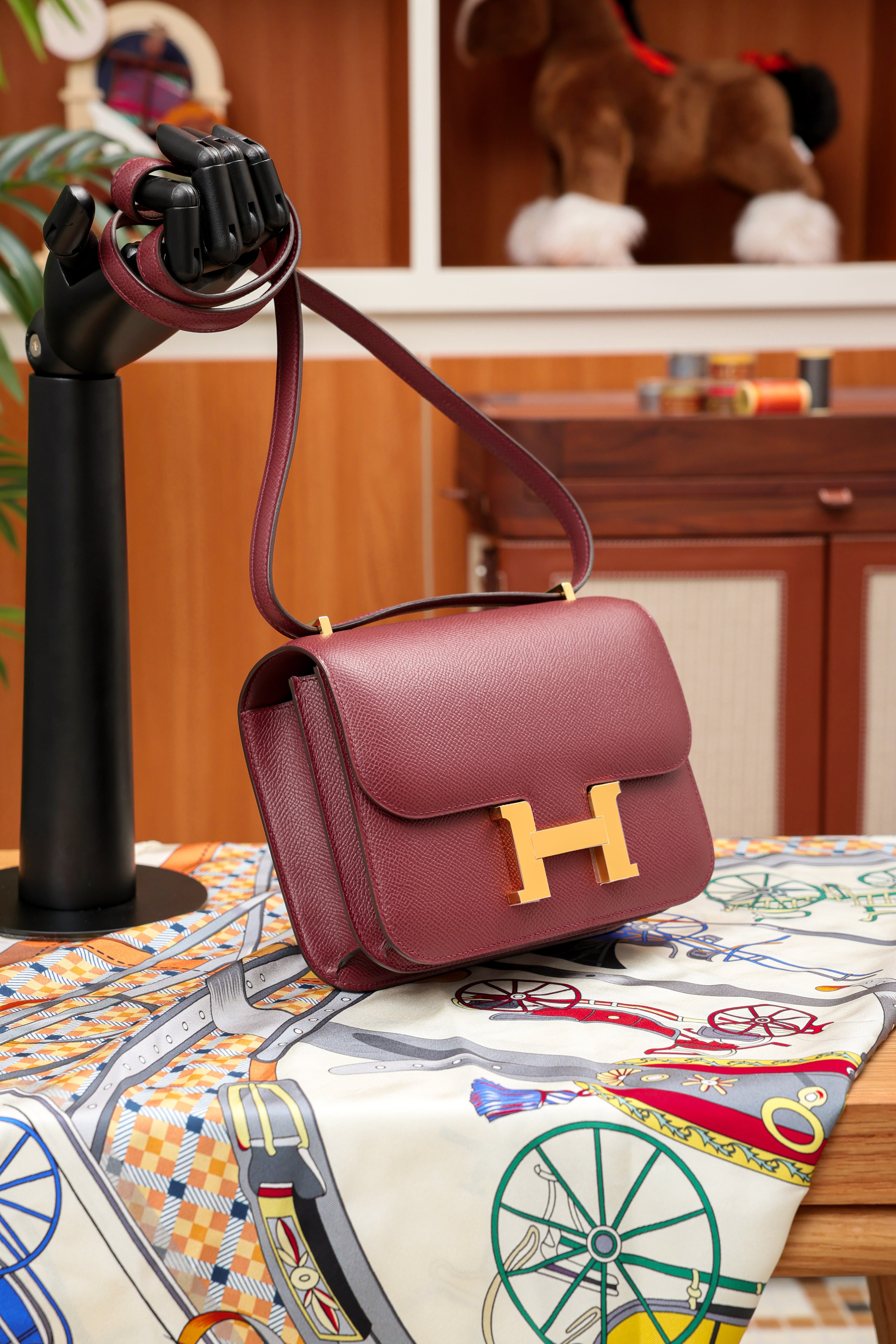 Constance- All Handmade Golden / Sliver Hardware Rouge Hermes Ep eather