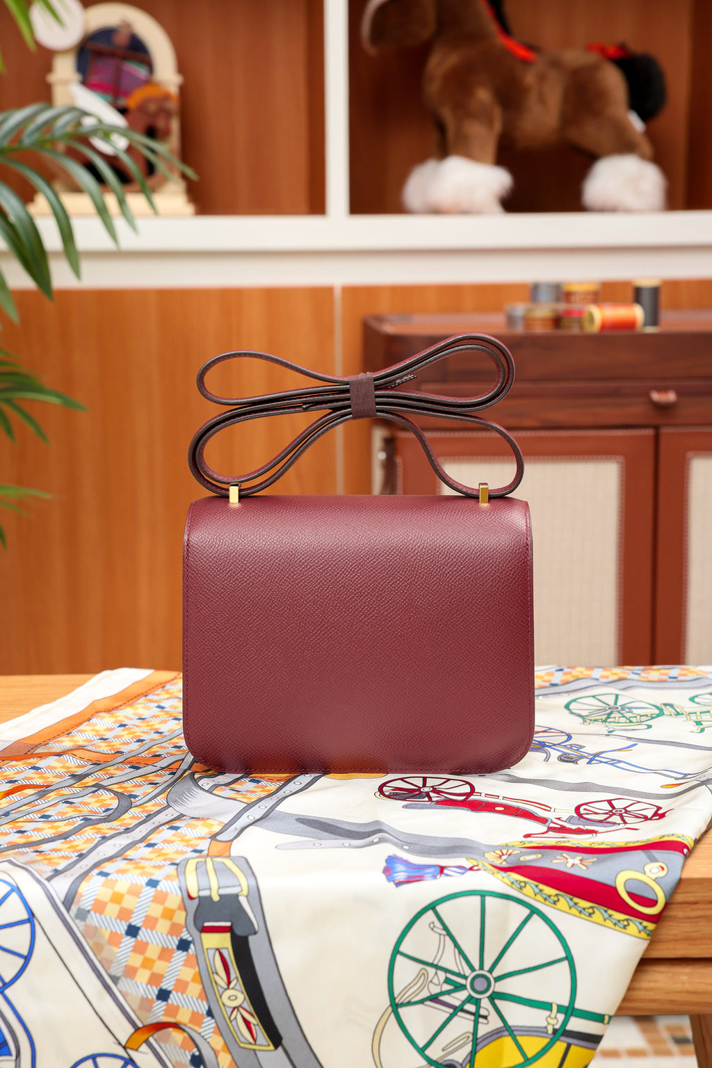 Constance- All Handmade Golden / Sliver Hardware Rouge Hermes Ep eather