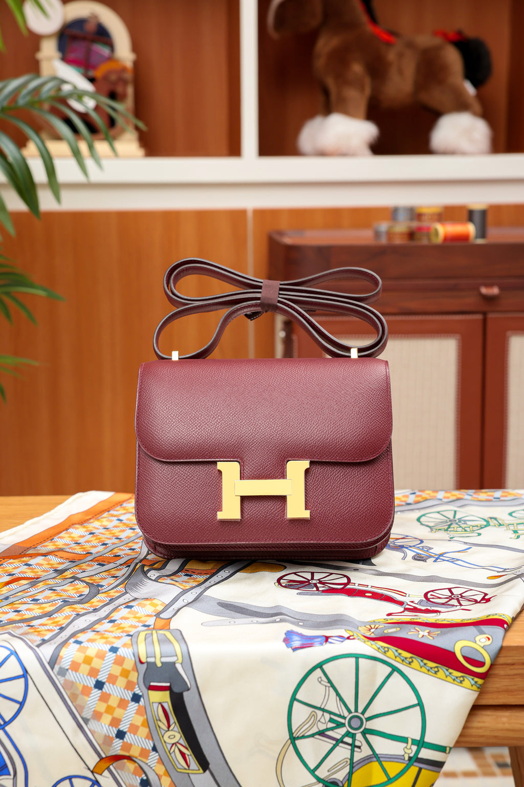 Constance- All Handmade Golden / Sliver Hardware Rouge Hermes Ep eather