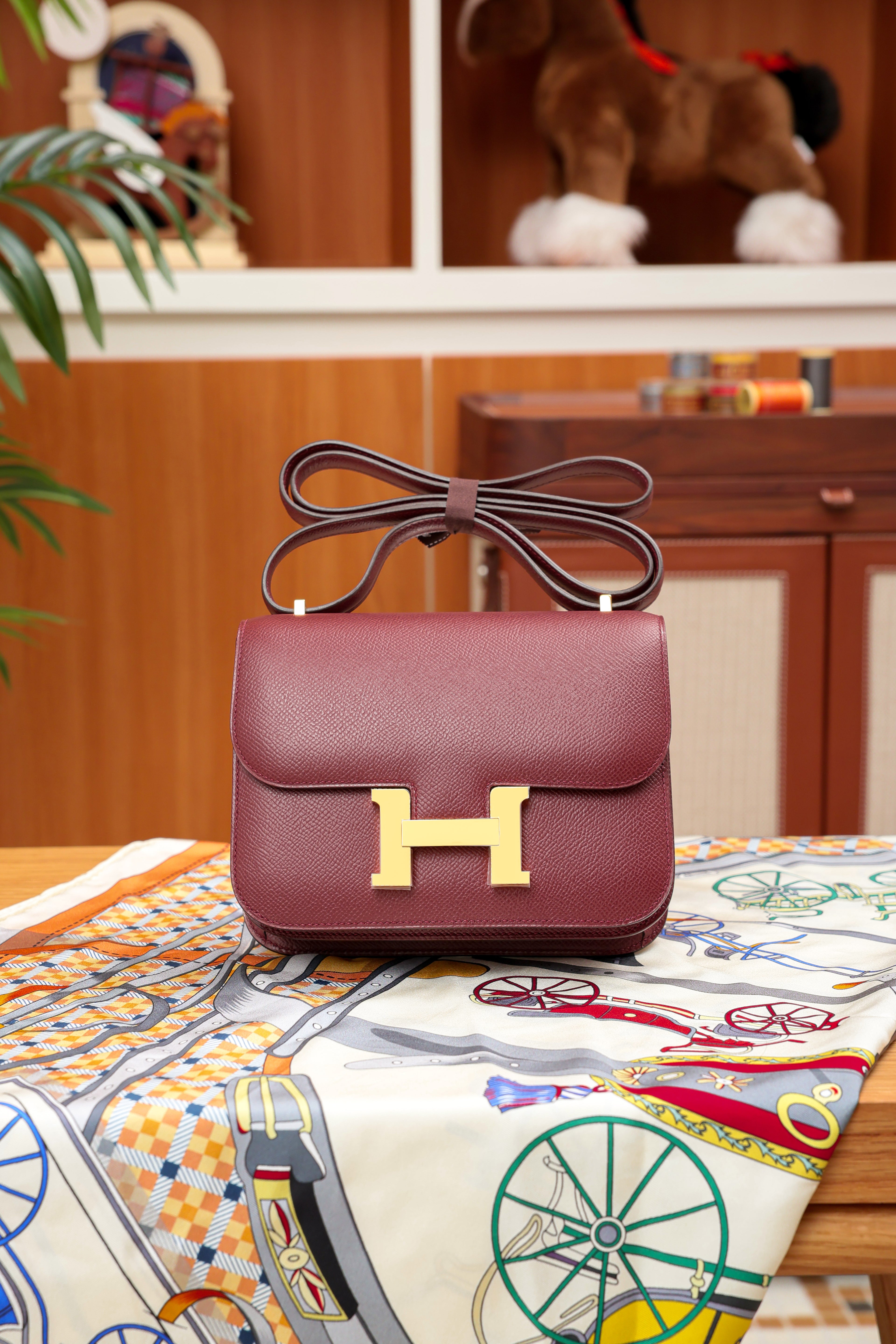 Constance- All Handmade Golden / Sliver Hardware Rouge Hermes Ep eather