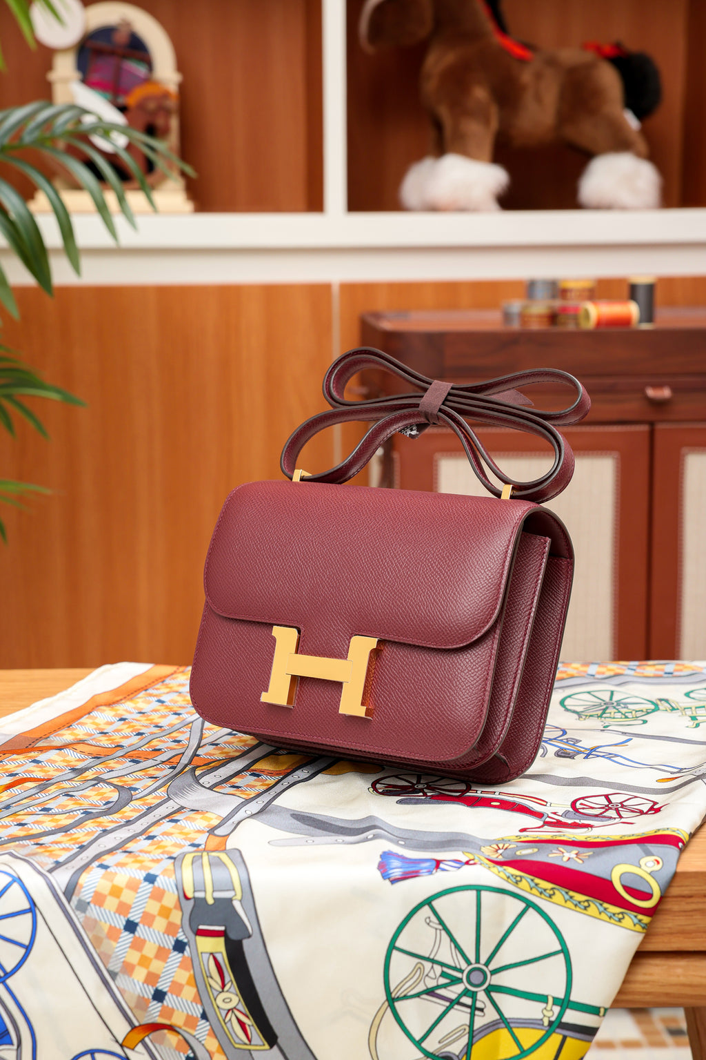 Constance- All Handmade Golden / Sliver Hardware Rouge Hermes Ep eather