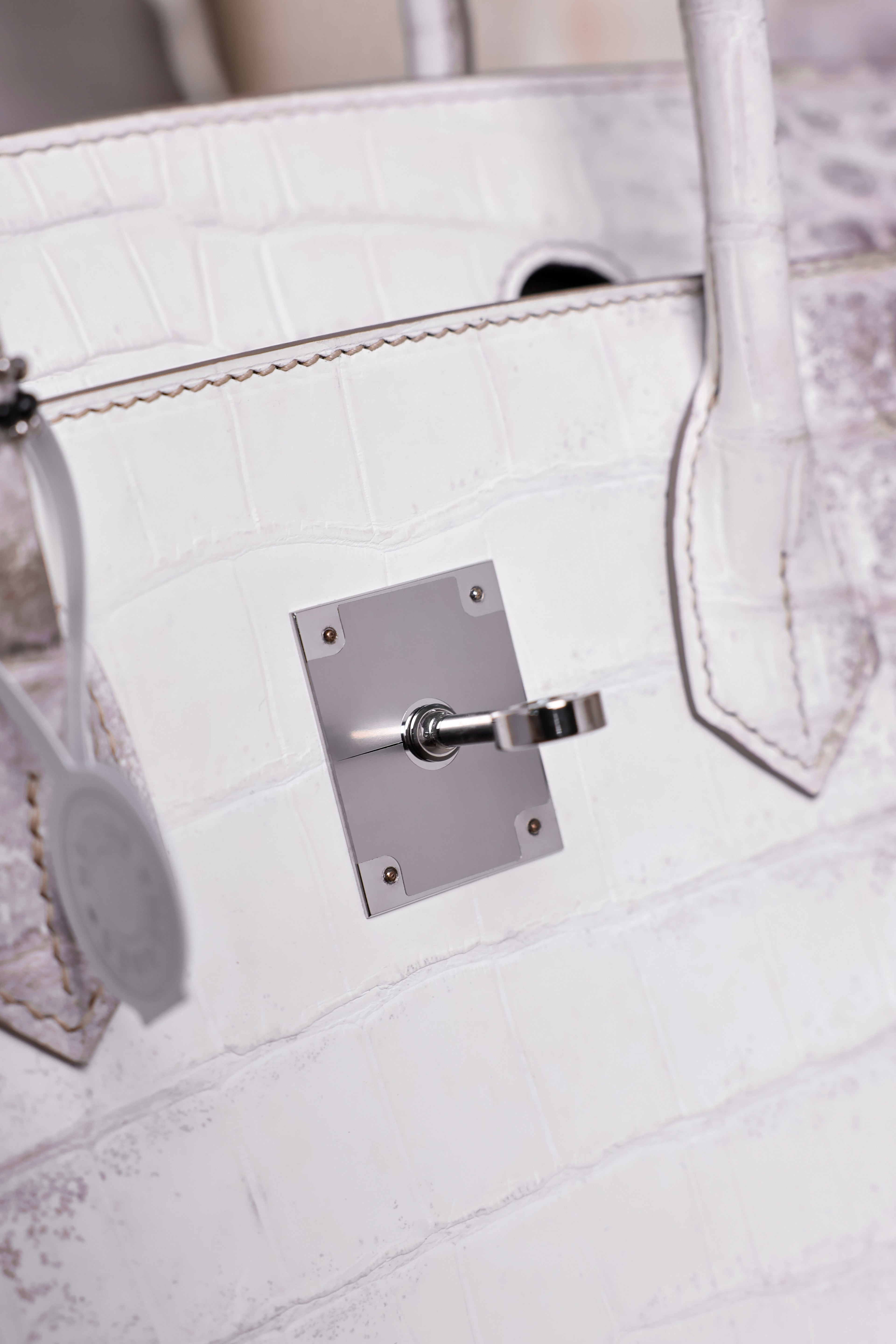 Birkin- All Handmade Golden / Sliver Original gray white Crocodile leather