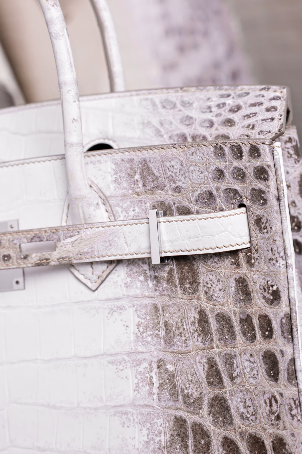 Birkin- All Handmade Golden / Sliver Original gray white Crocodile leather