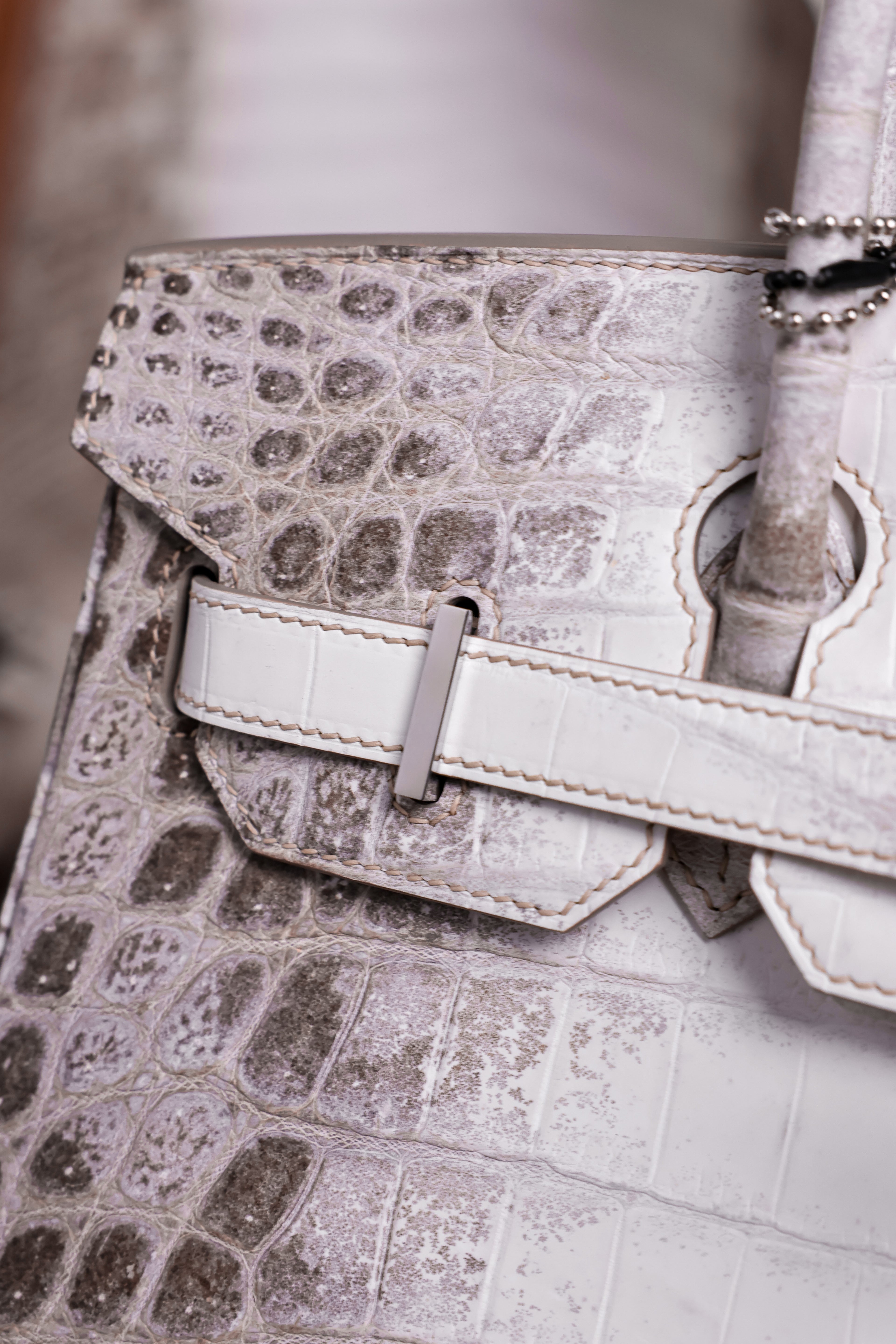 Birkin- All Handmade Golden / Sliver Original gray white Crocodile leather