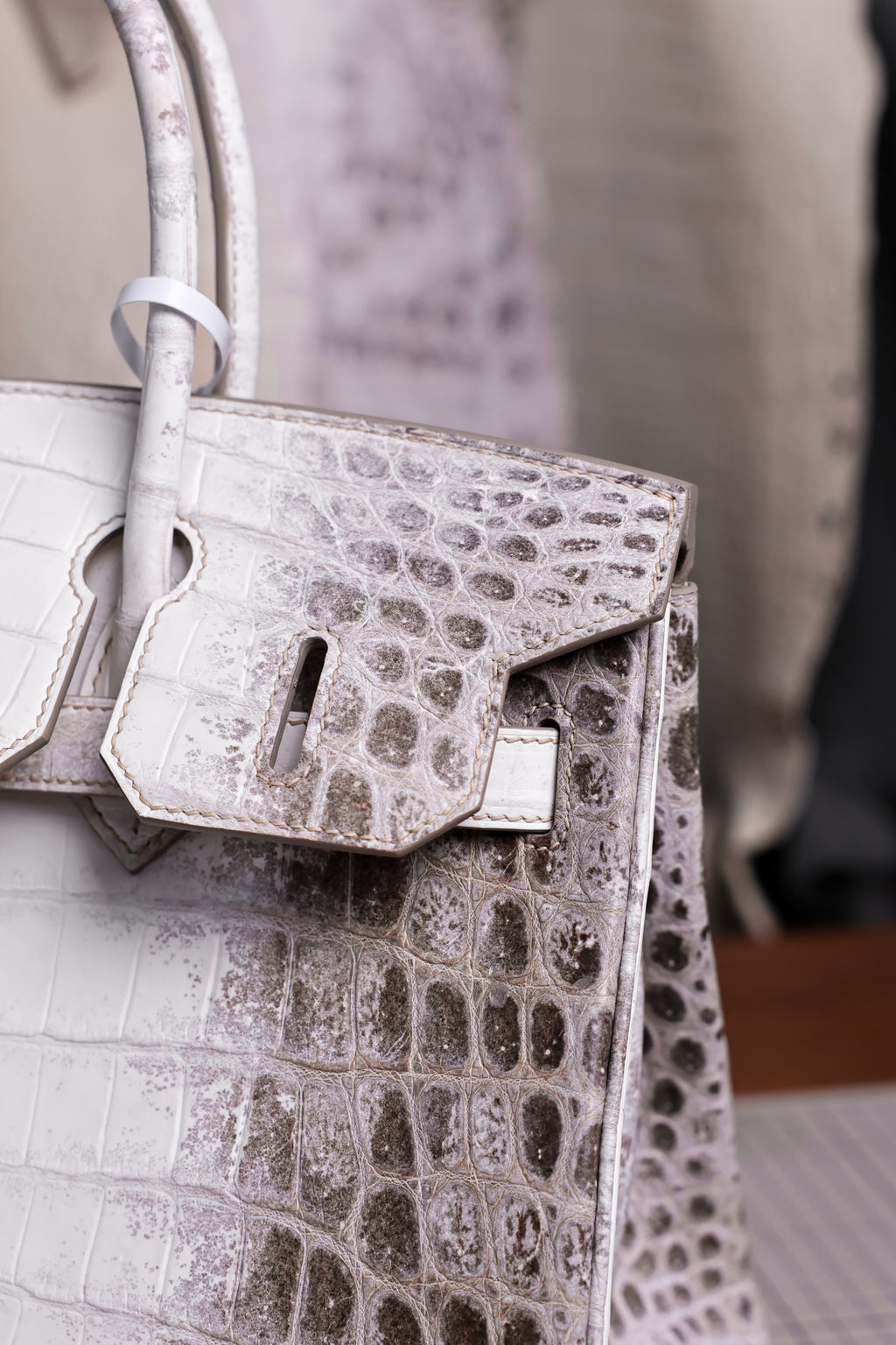 Birkin- All Handmade Golden / Sliver Original gray white Crocodile leather