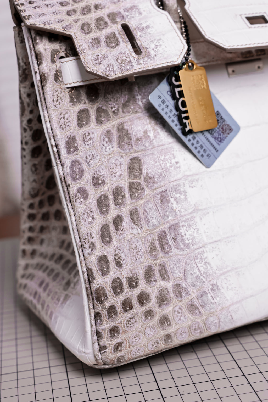 Birkin- All Handmade Golden / Sliver Original gray white Crocodile leather