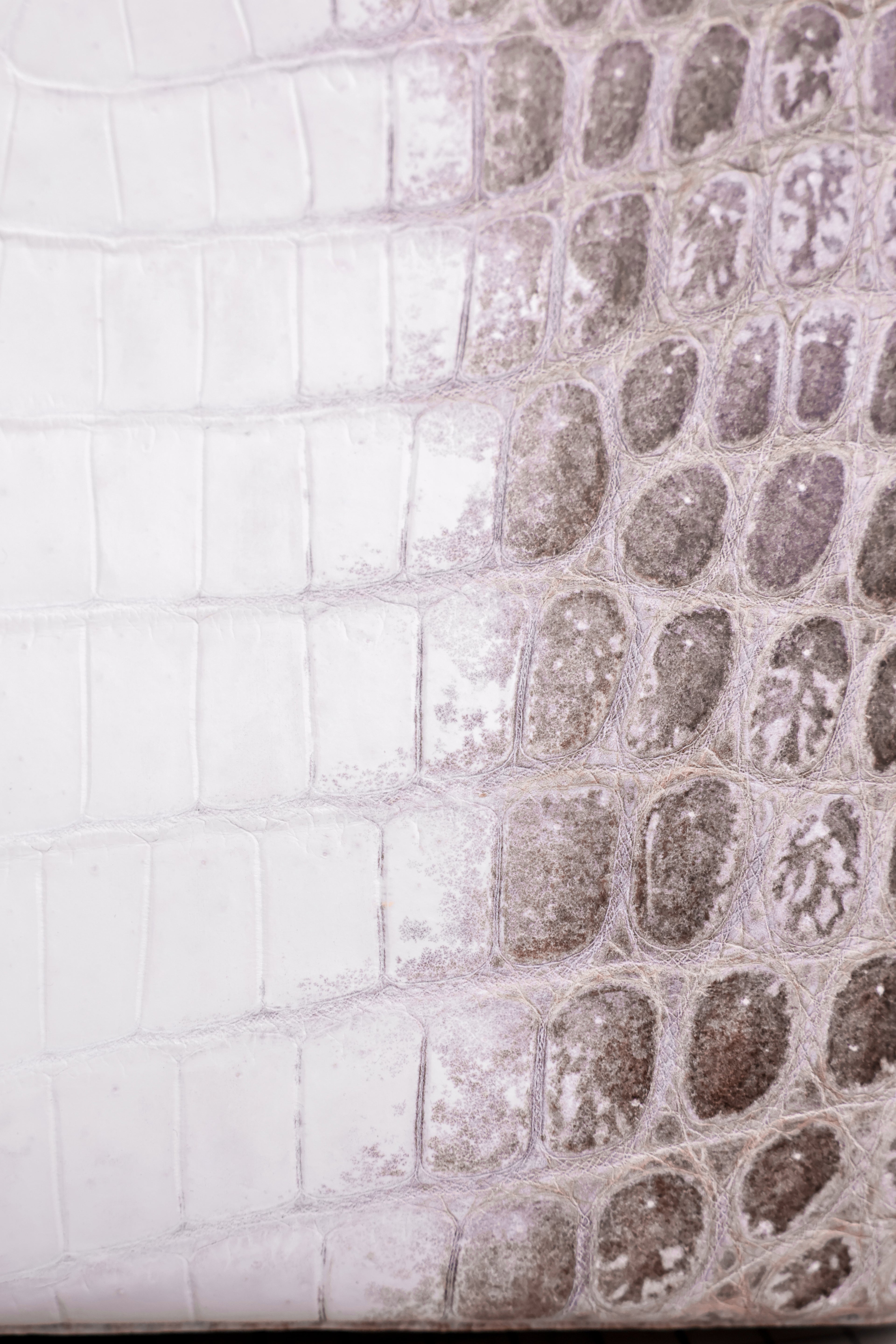 Birkin- All Handmade Golden / Sliver Original gray white Crocodile leather