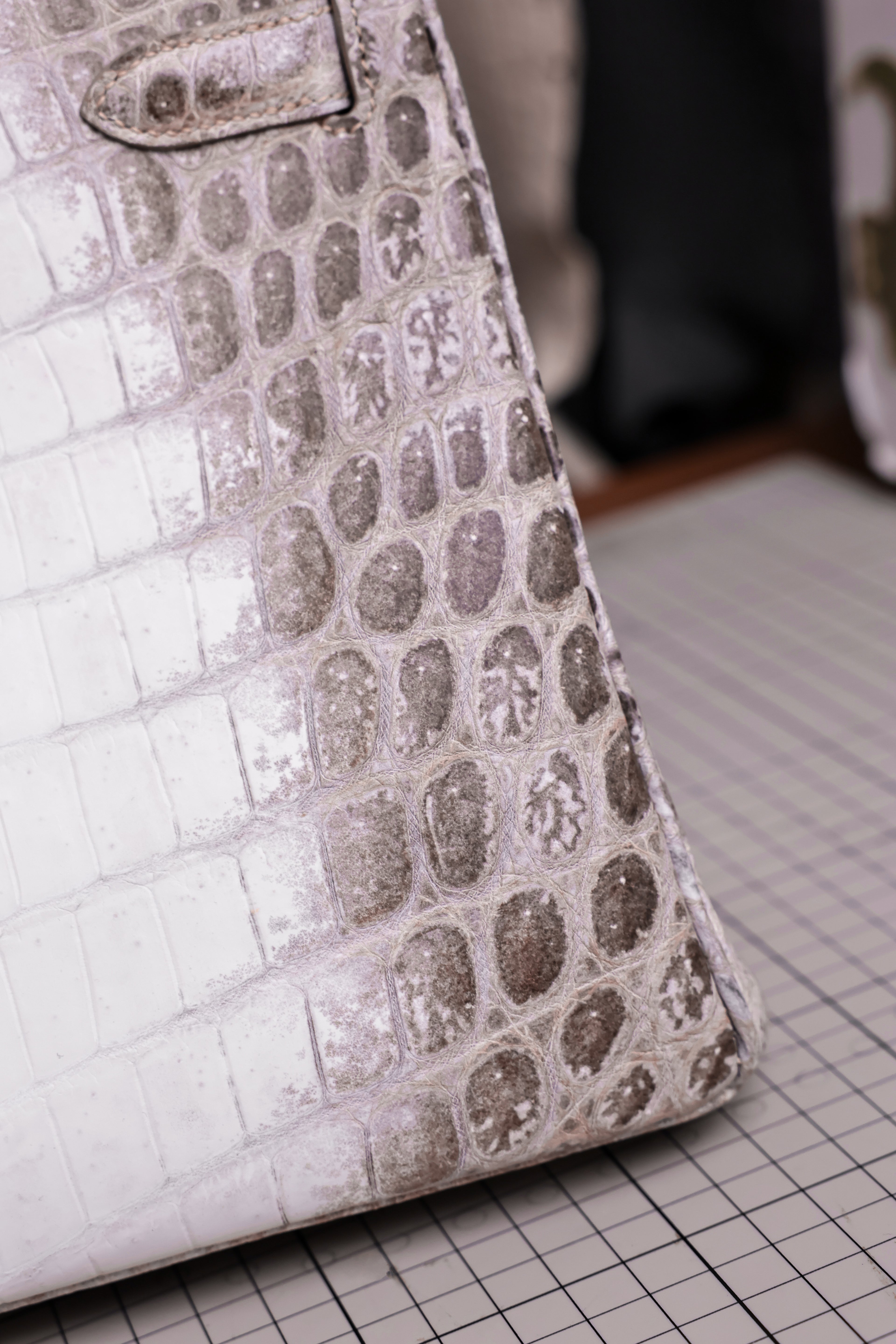 Birkin- All Handmade Golden / Sliver Original gray white Crocodile leather