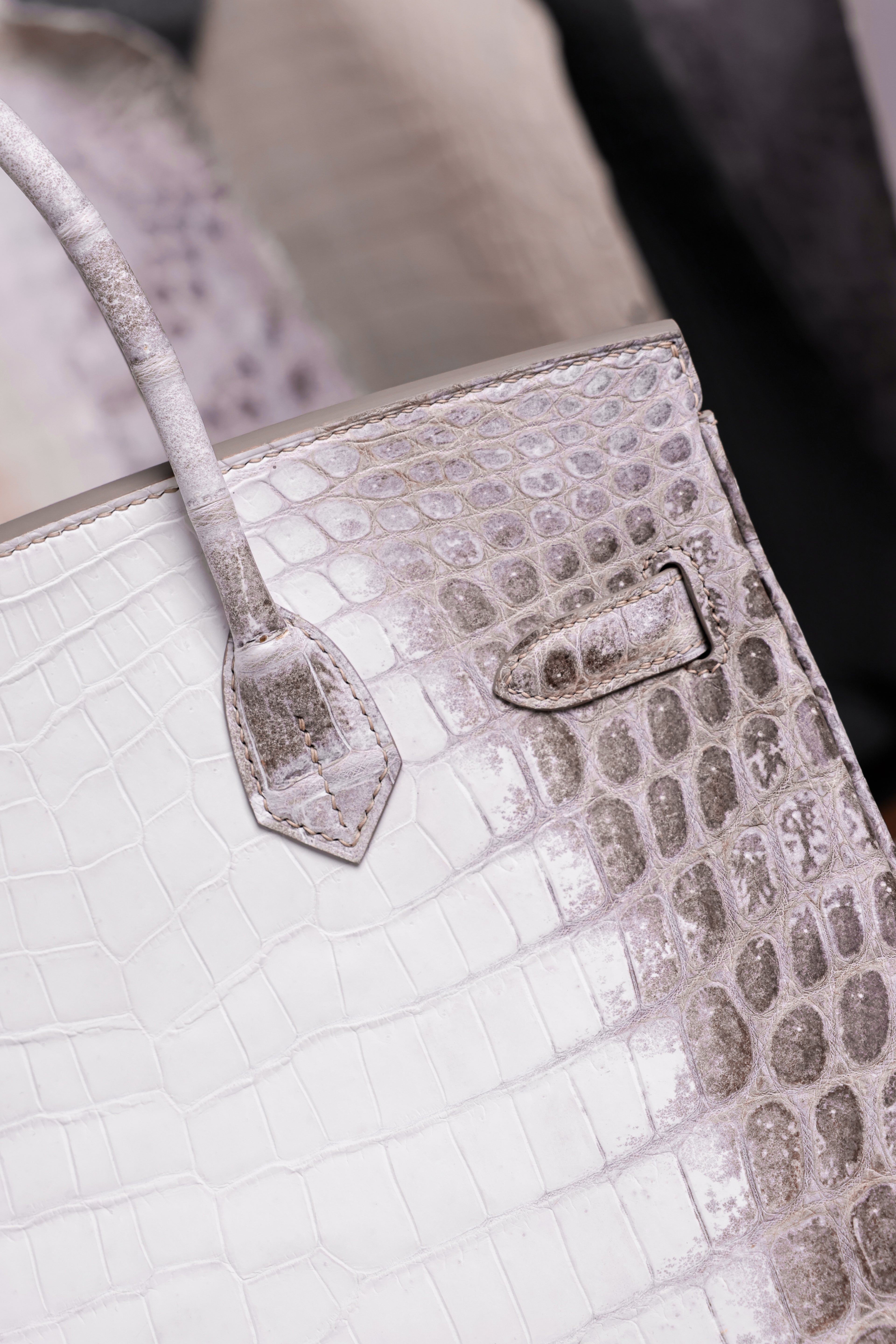 Birkin- All Handmade Golden / Sliver Original gray white Crocodile leather