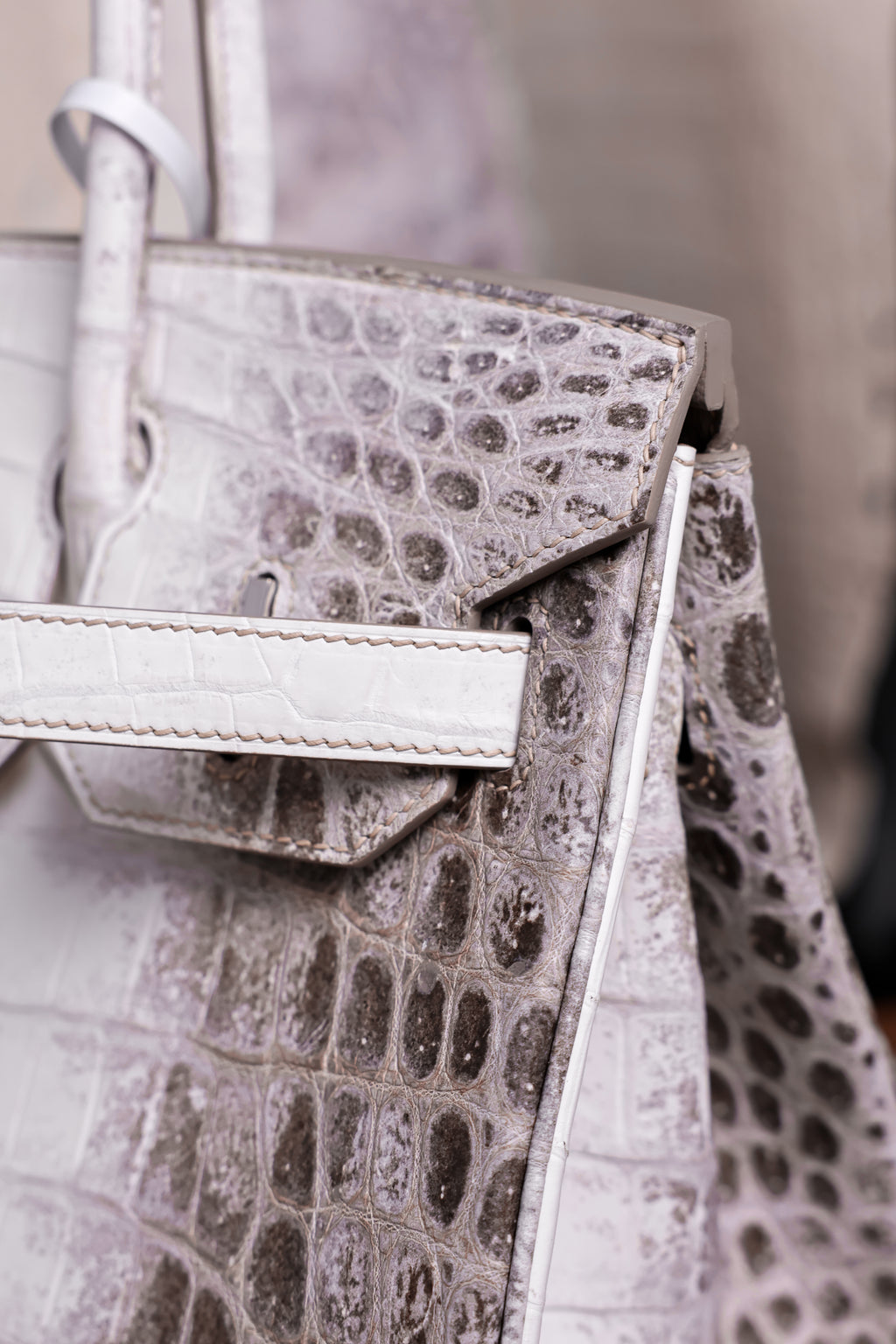 Birkin- All Handmade Golden / Sliver Original gray white Crocodile leather