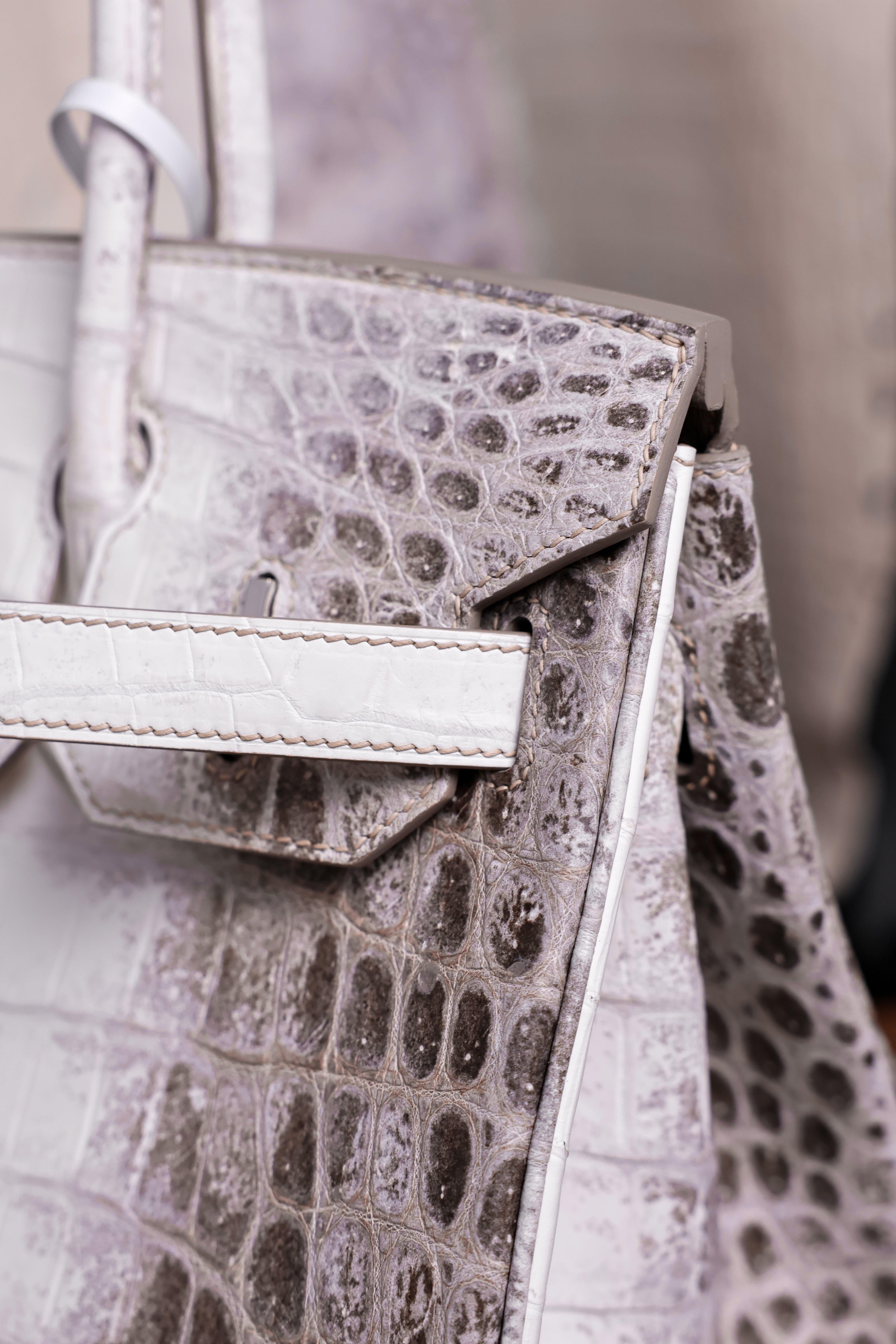 Birkin- All Handmade Golden / Sliver Original gray white Crocodile leather