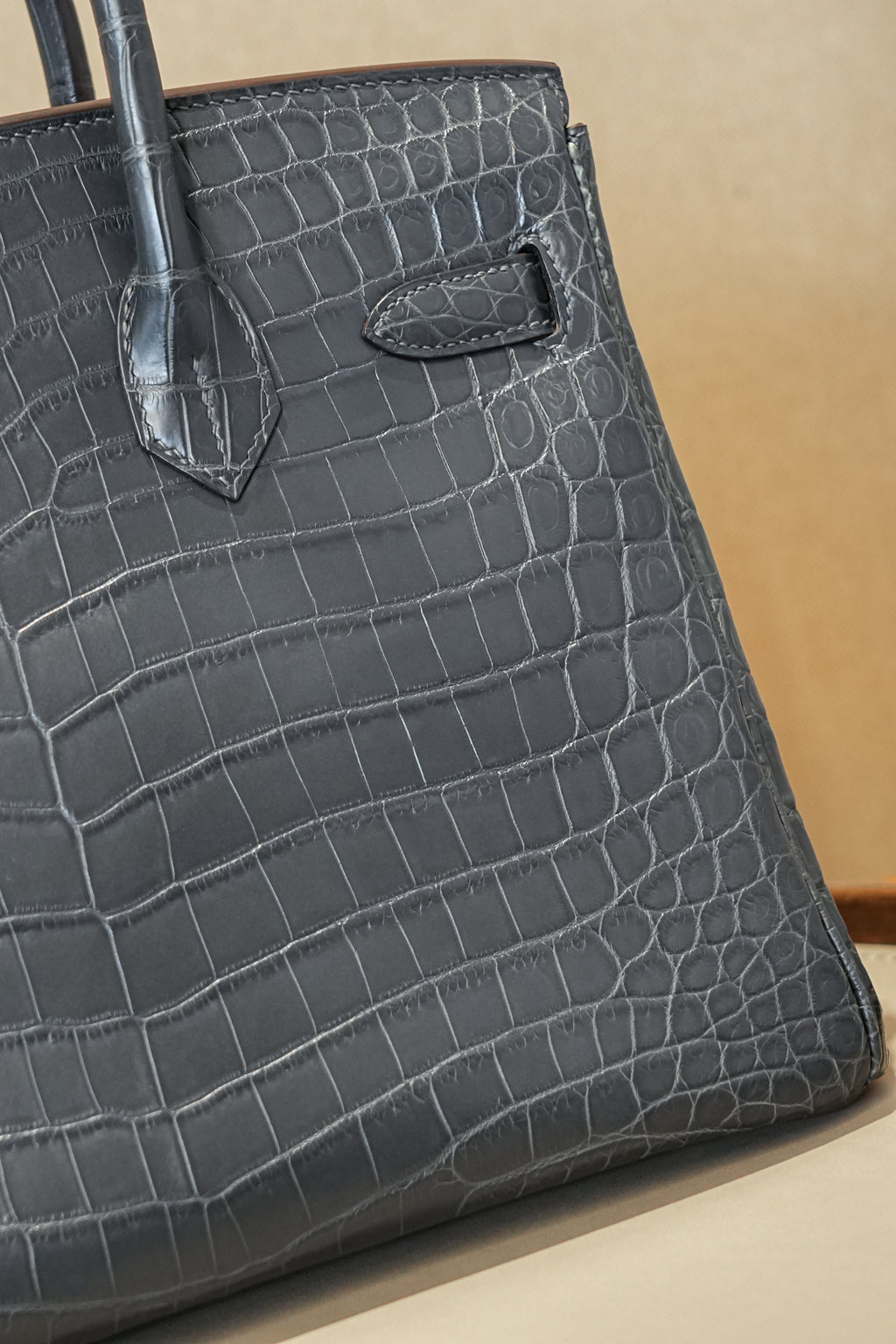 BK-2024 All Handmade Golden / Sliver Hardware Graphite Matte Nile crocodile leather
