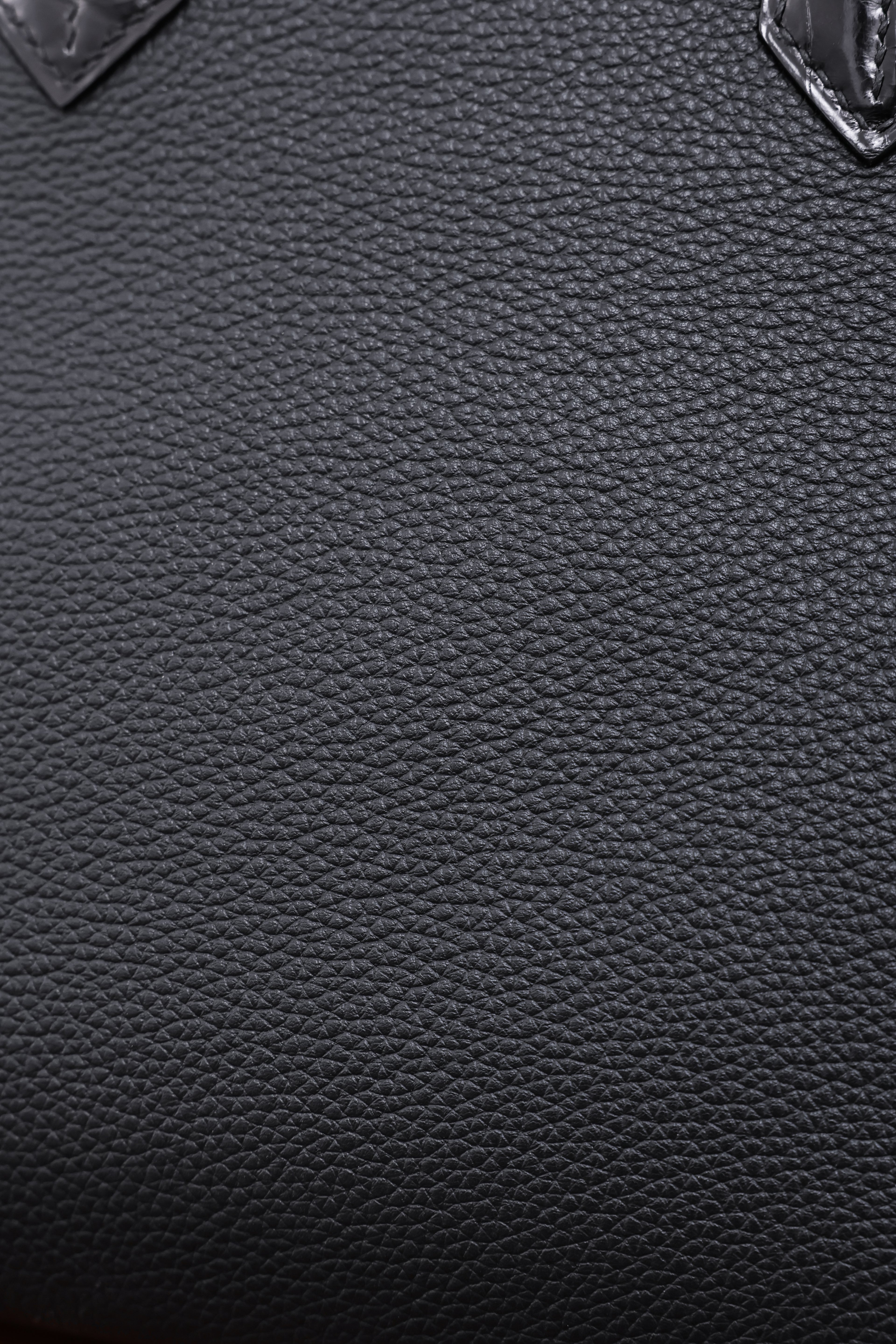 Birkin- All Handmade Golden / Sliver Noir Crocodile/togo leather