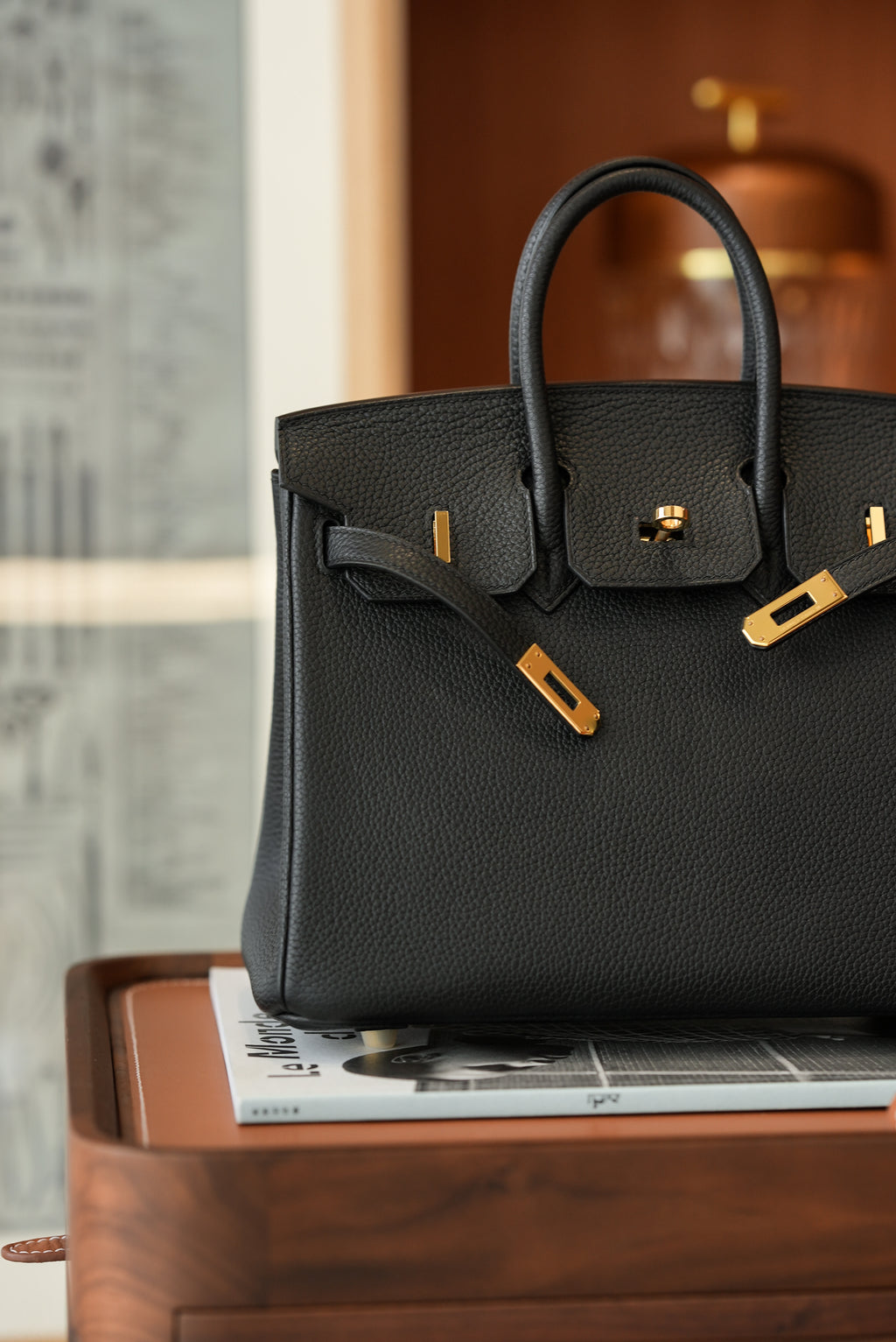 Birkin- All Handmade Golden / Sliver Noir  swift leather