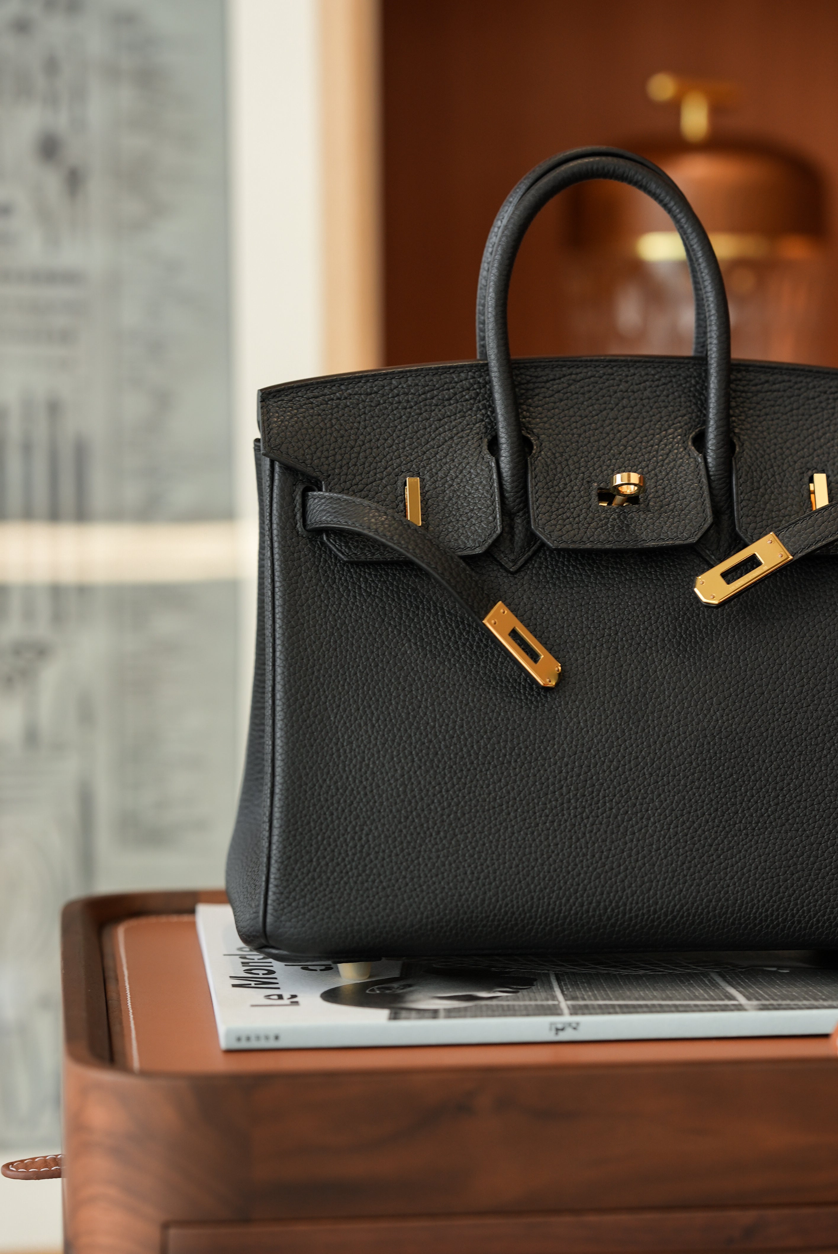 Birkin- All Handmade Golden / Sliver Noir  swift leather