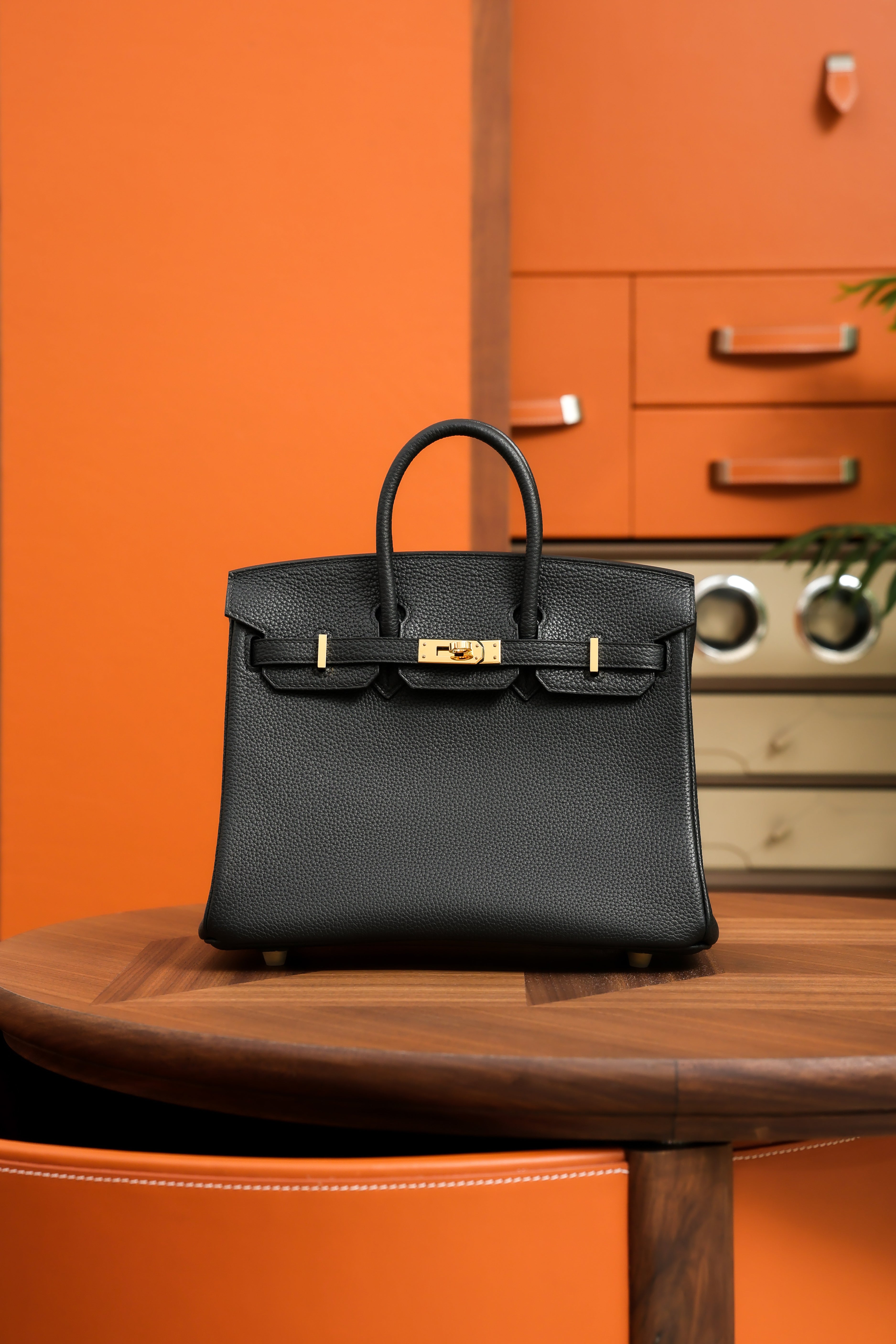 Birkin- All Handmade Golden / Sliver Noir  swift leather