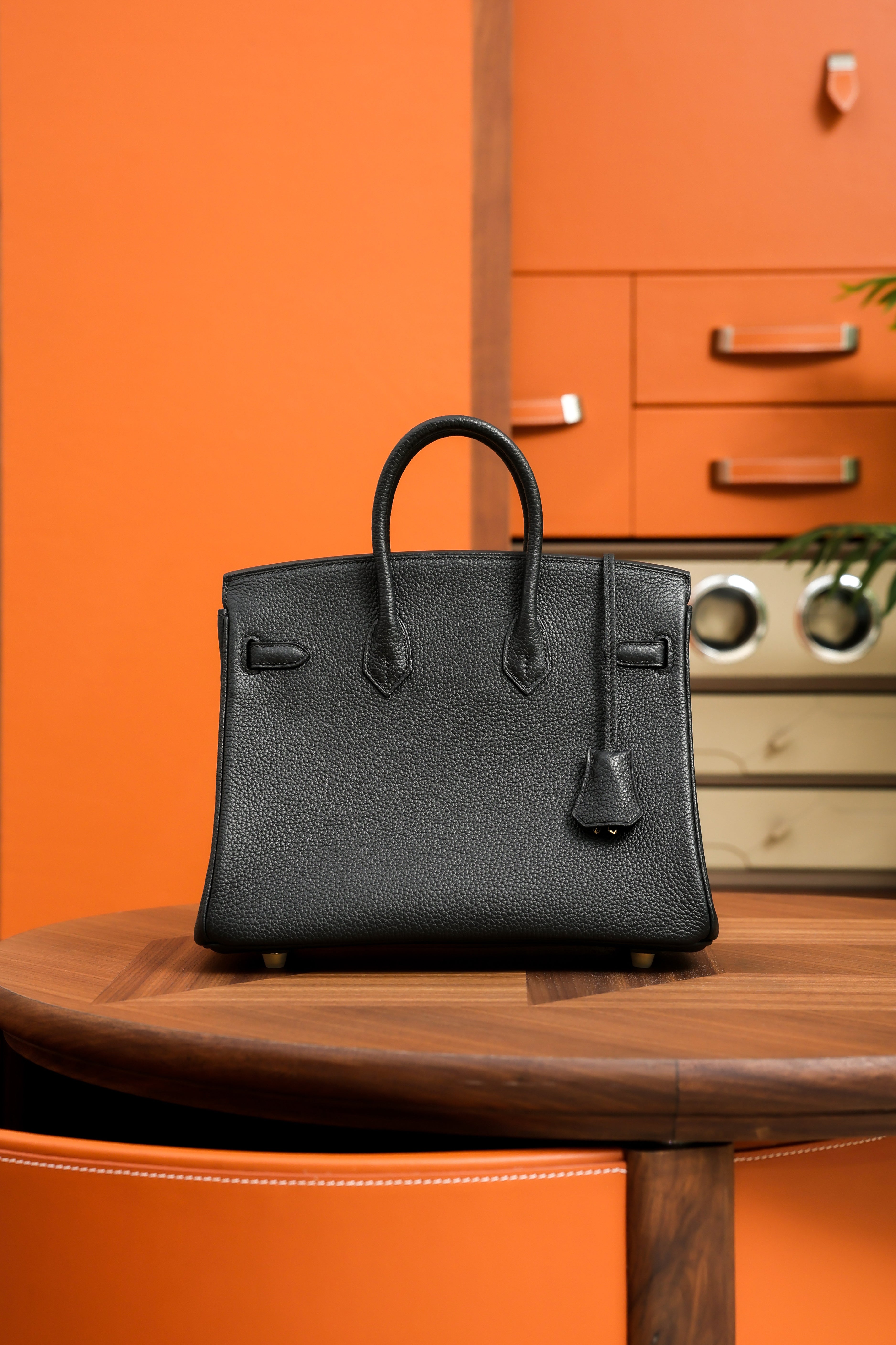 Birkin- All Handmade Golden / Sliver Noir  swift leather