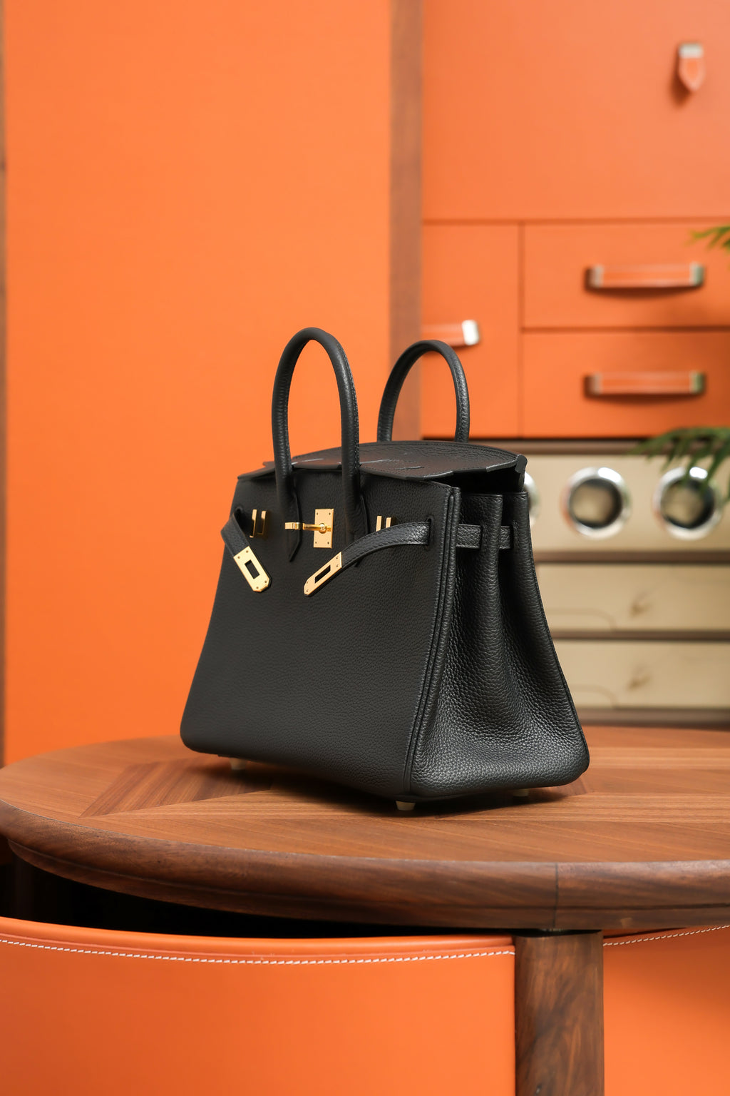 Birkin- All Handmade Golden / Sliver Noir  swift leather