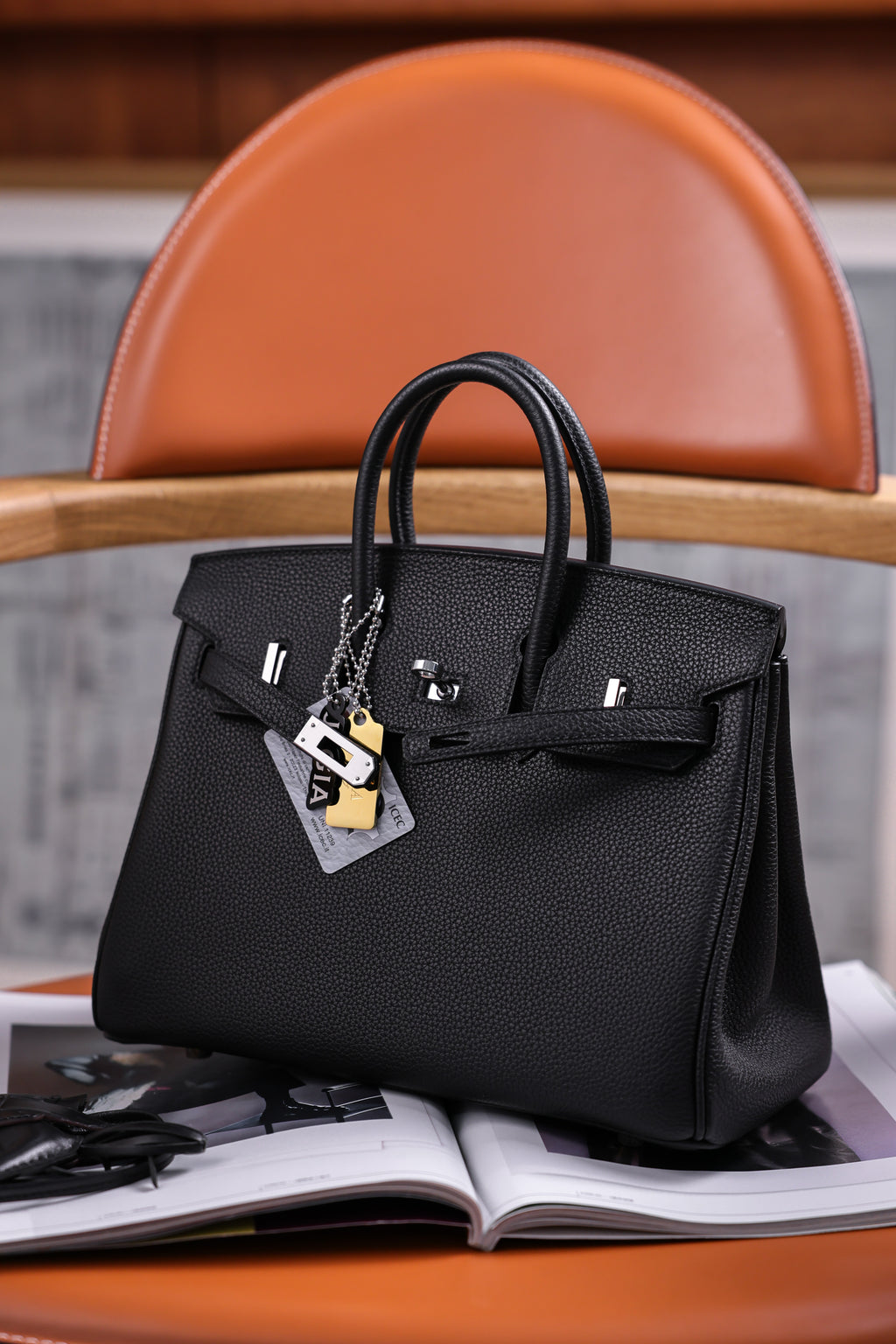 Birkin- All Handmade Golden / Sliver  Noir  togo leather