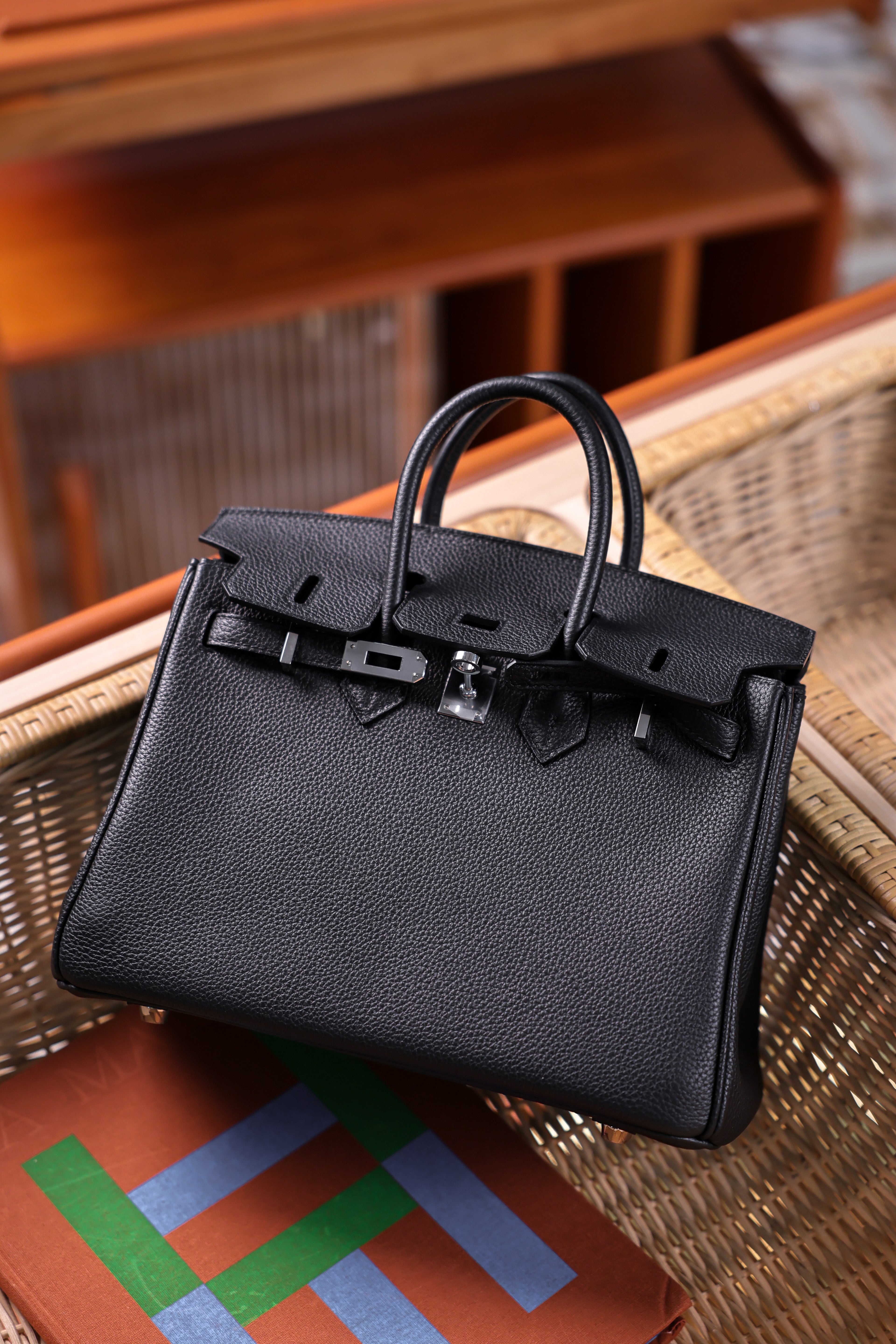 Birkin- All Handmade Golden / Sliver  Noir  togo leather