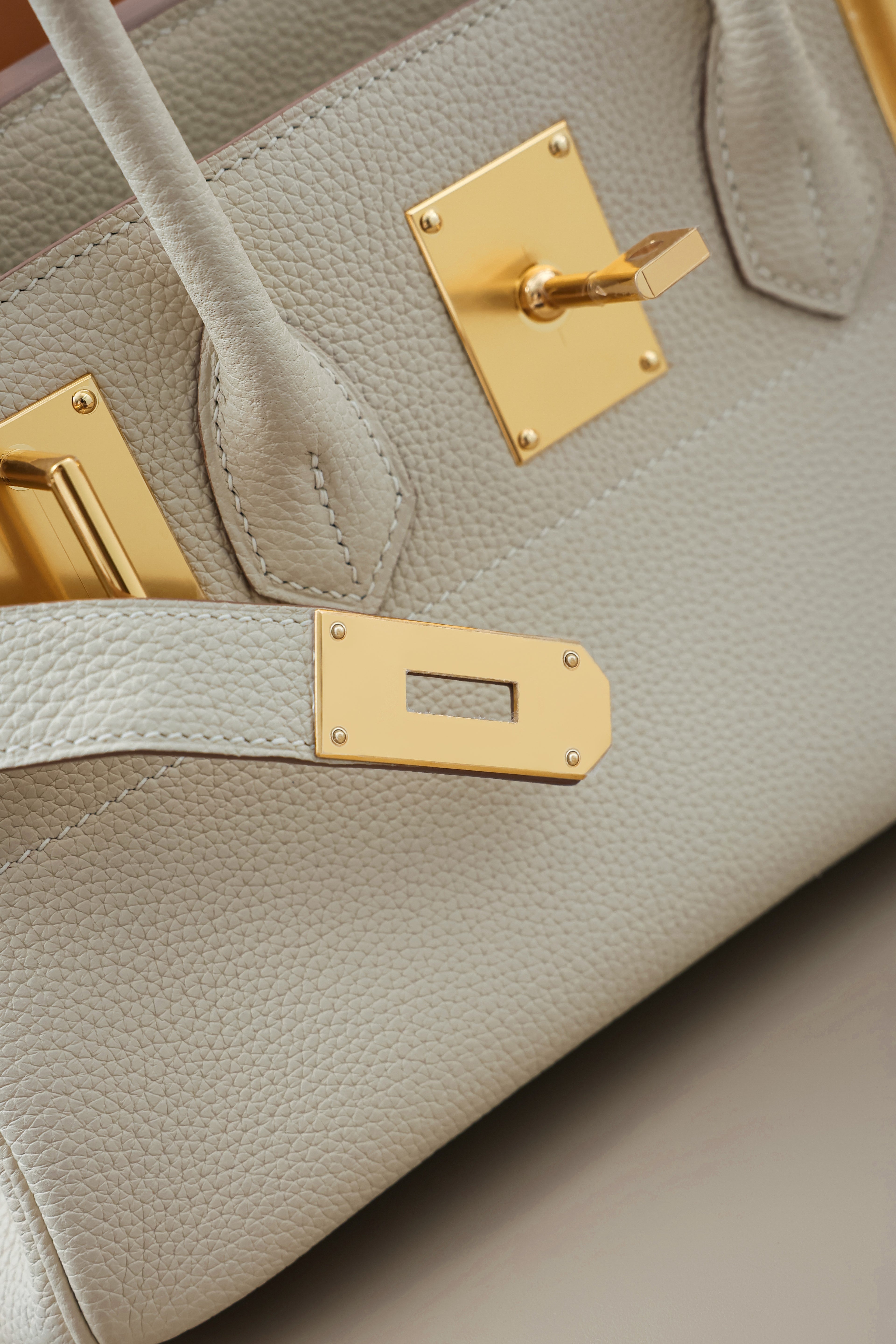 Birkin Shoulder- All Handmade Golden / SliverCraie togo leather