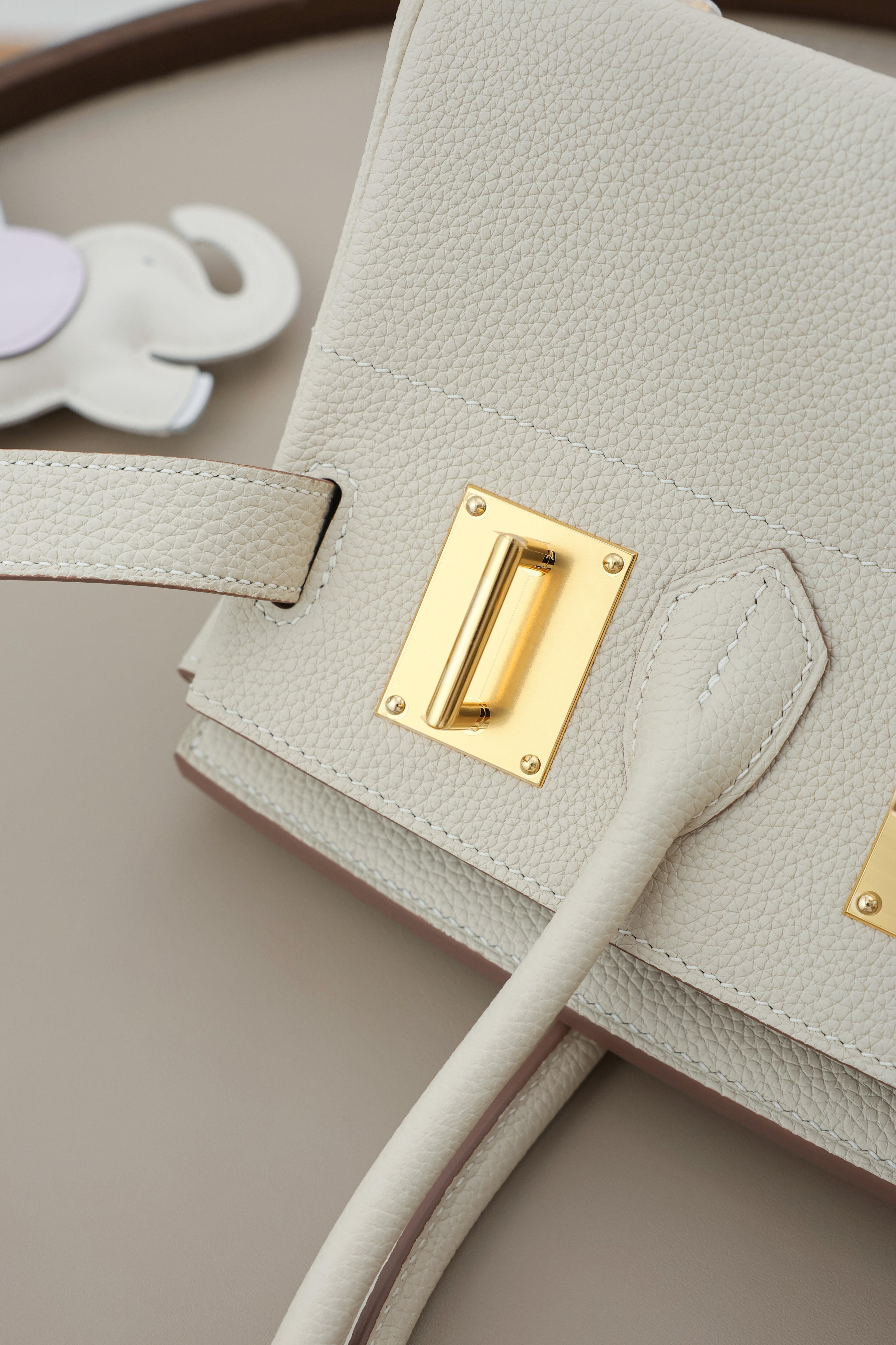 Birkin Shoulder- All Handmade Golden / SliverCraie togo leather