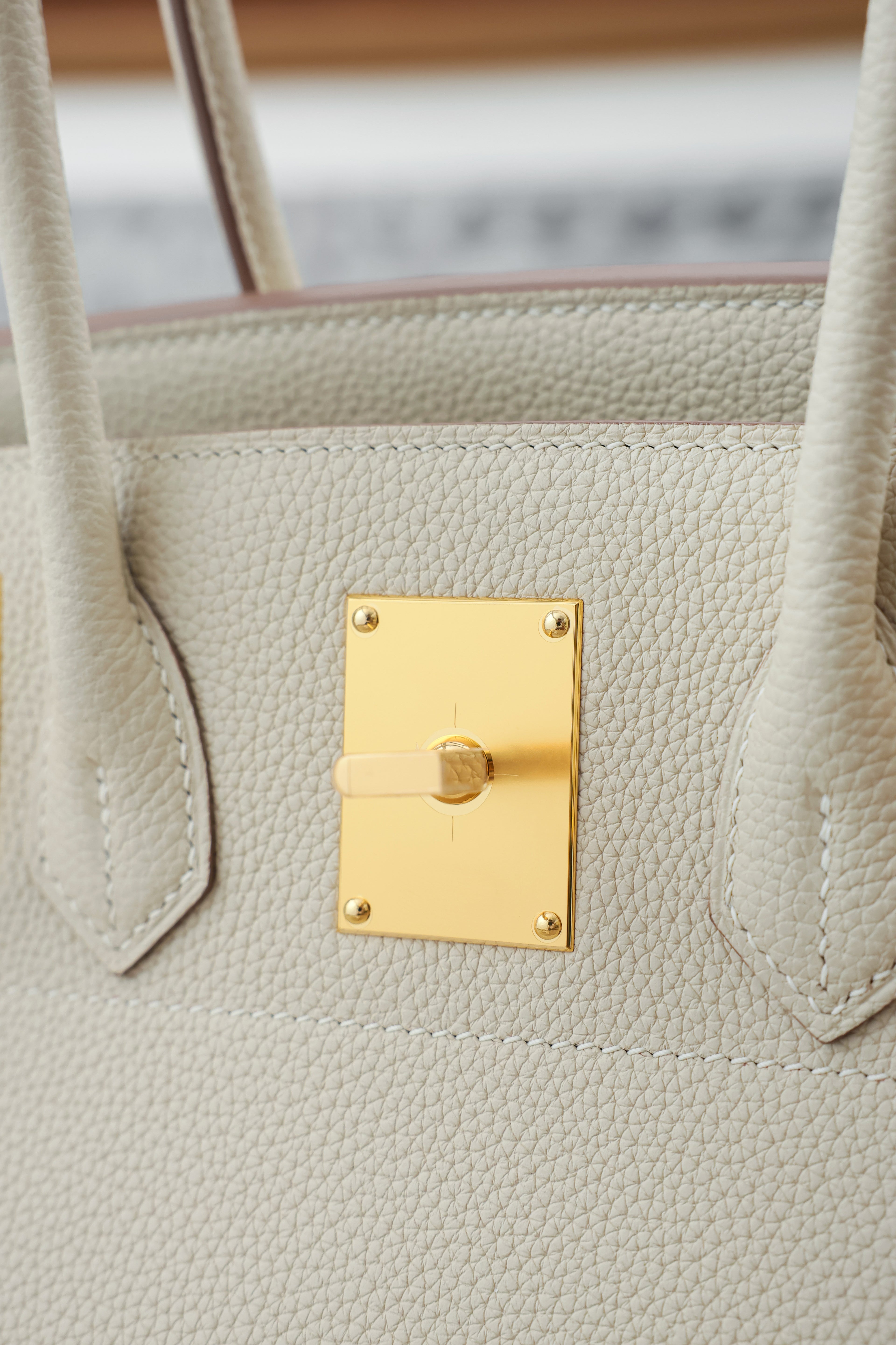 Birkin Shoulder- All Handmade Golden / SliverCraie togo leather