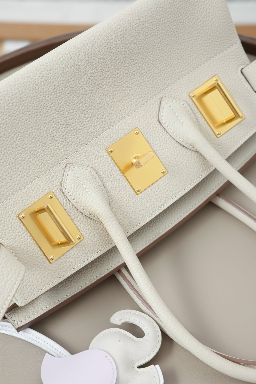 Birkin Shoulder- All Handmade Golden / SliverCraie togo leather