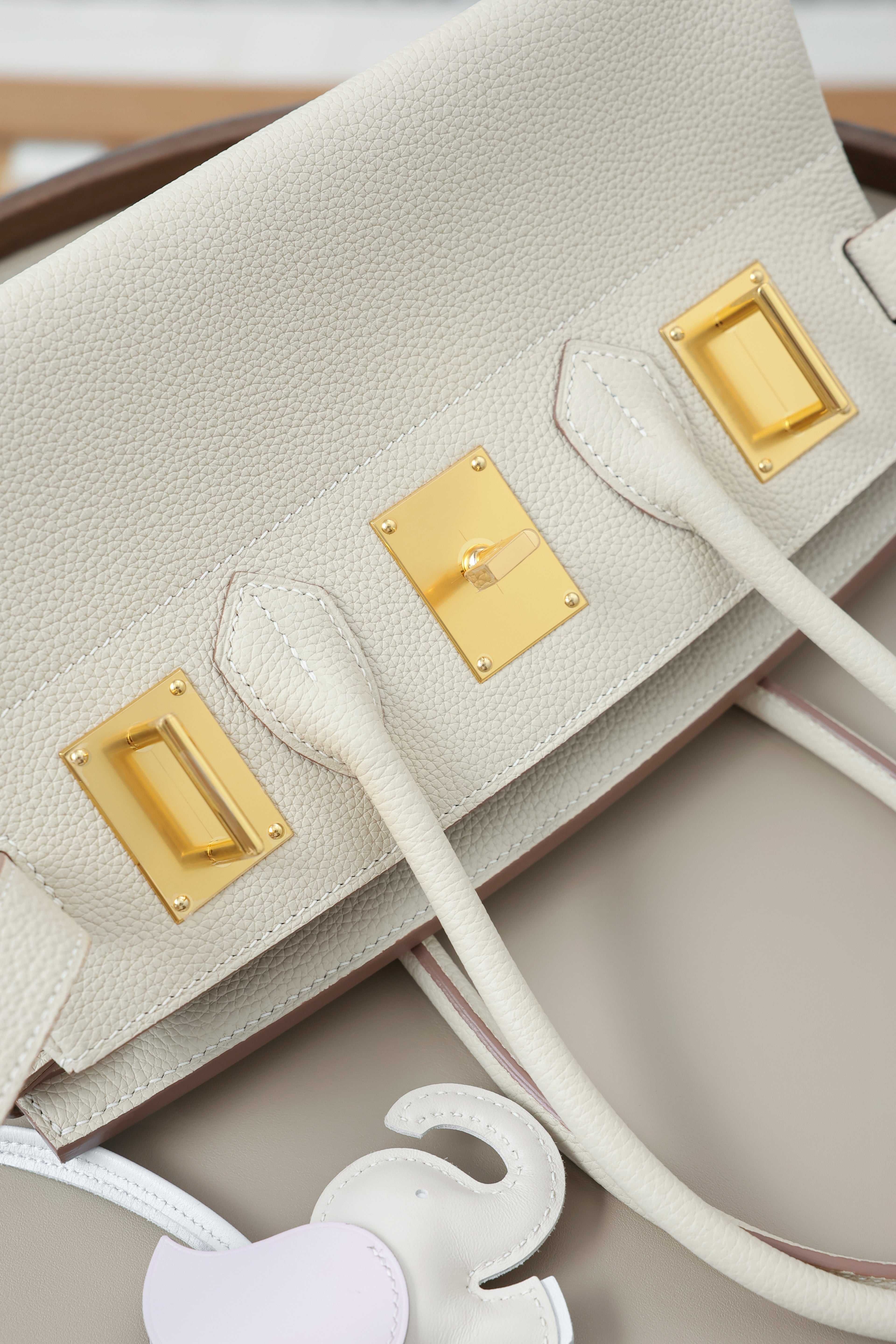 Birkin Shoulder- All Handmade Golden / SliverCraie togo leather