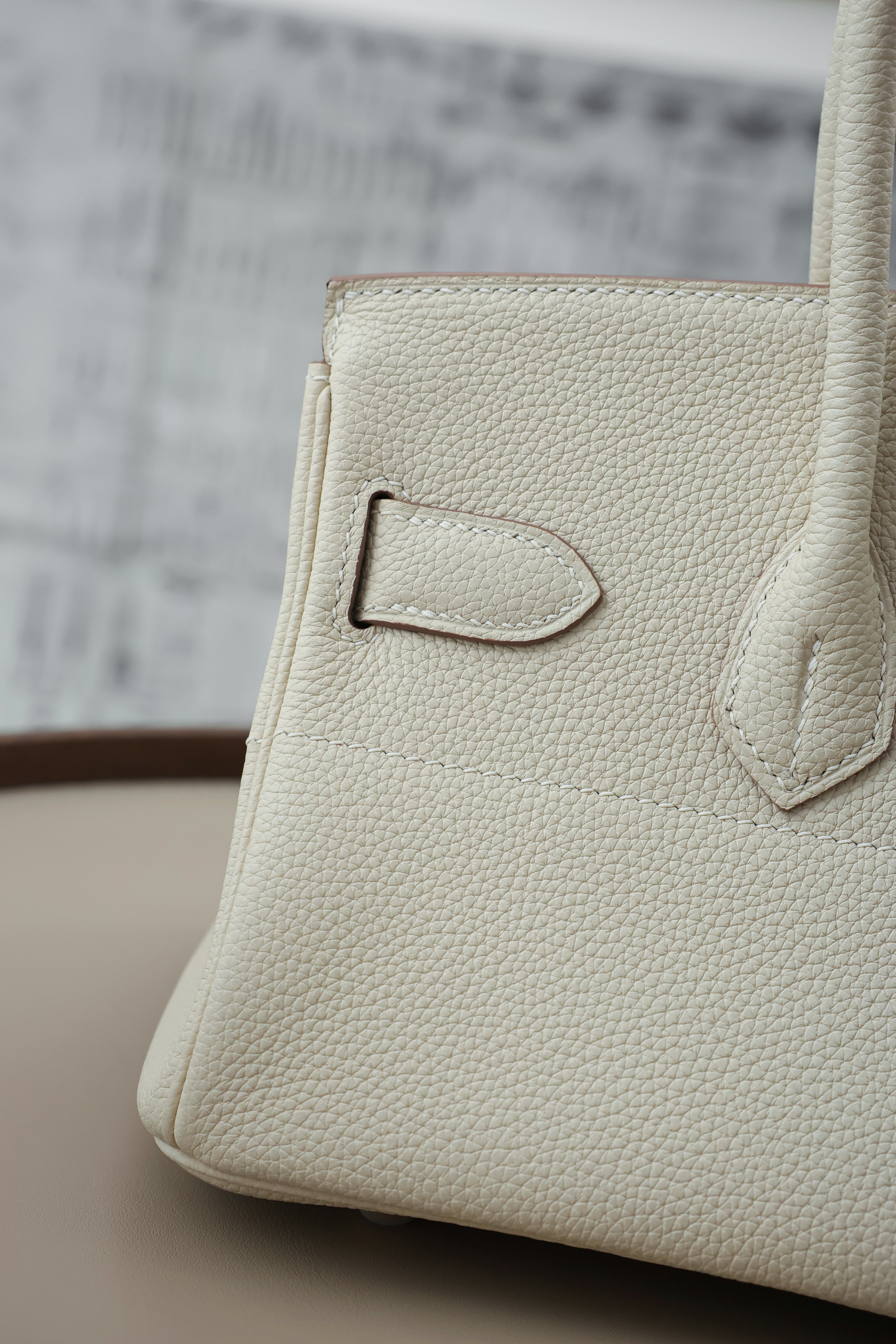 Birkin Shoulder- All Handmade Golden / SliverCraie togo leather