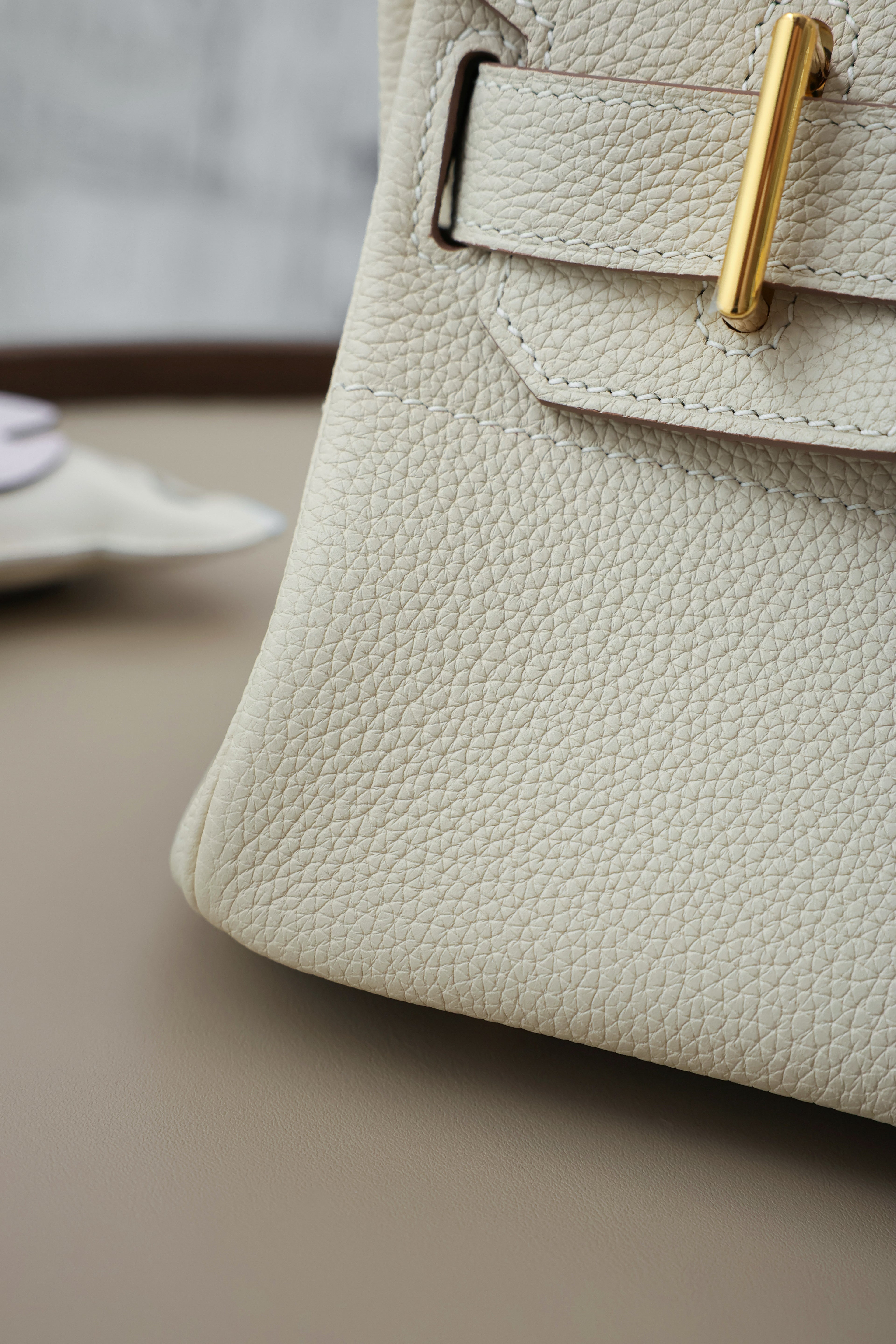 Birkin Shoulder- All Handmade Golden / SliverCraie togo leather