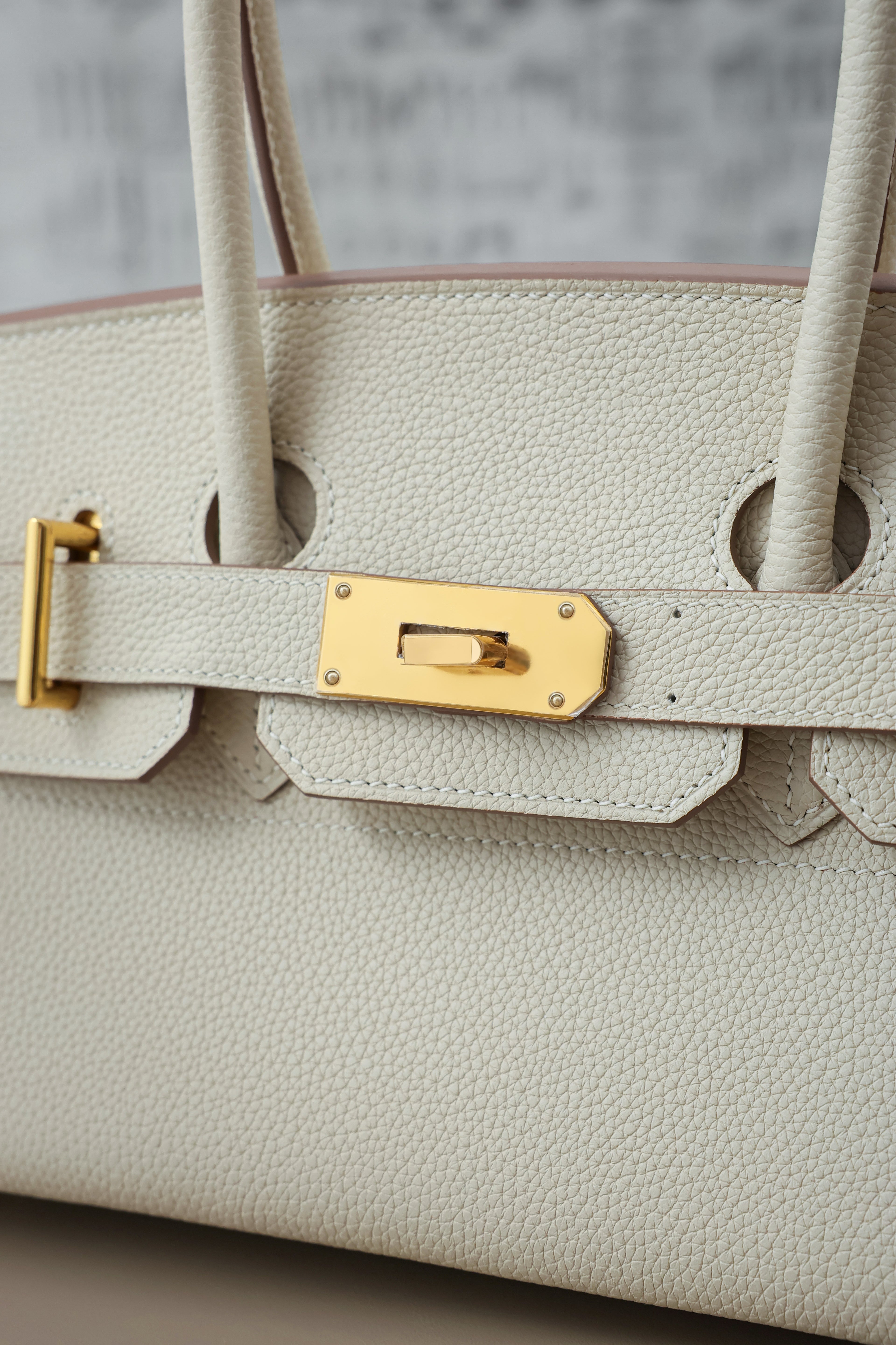 Birkin Shoulder- All Handmade Golden / SliverCraie togo leather