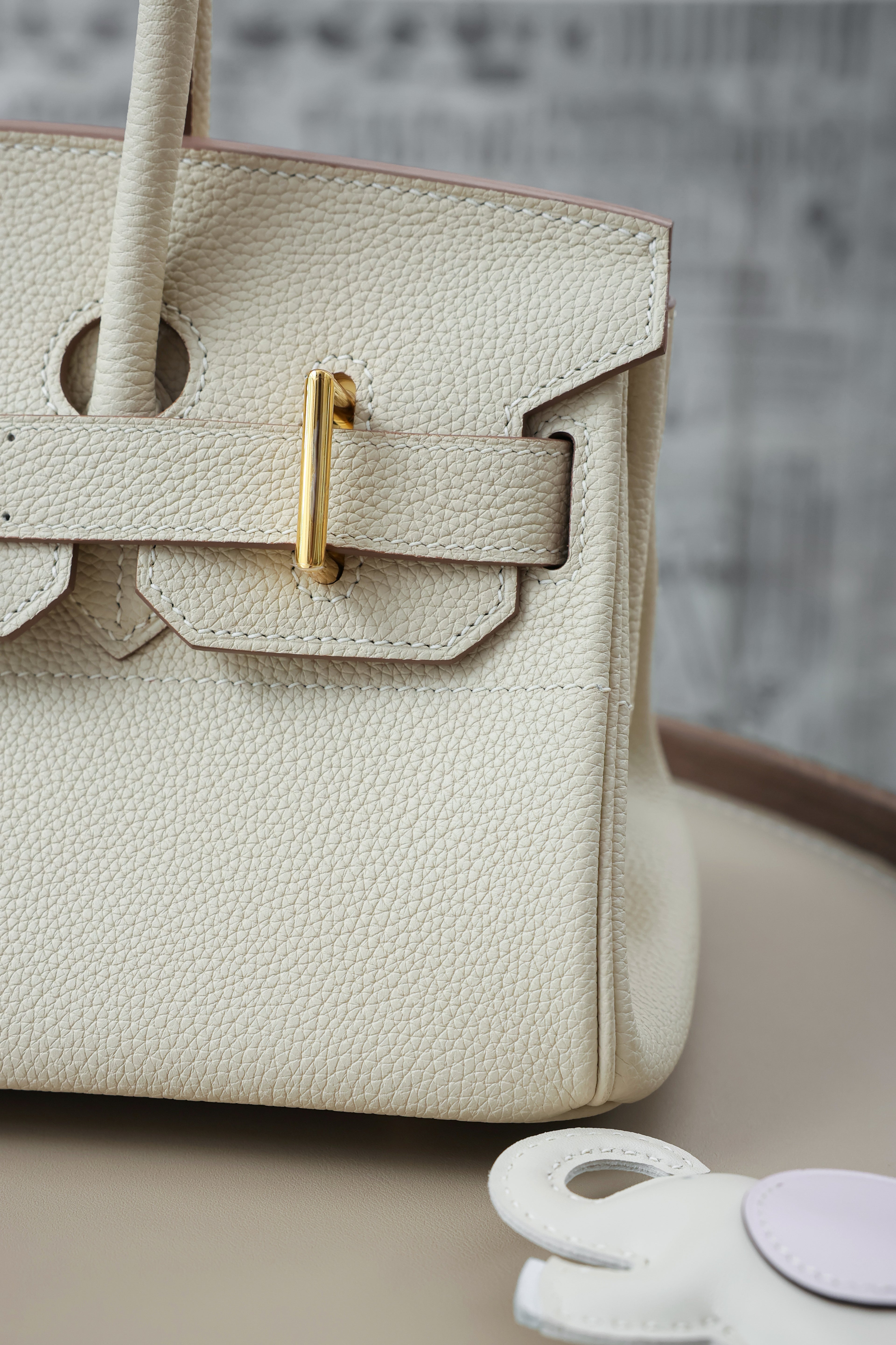 Birkin Shoulder- All Handmade Golden / SliverCraie togo leather