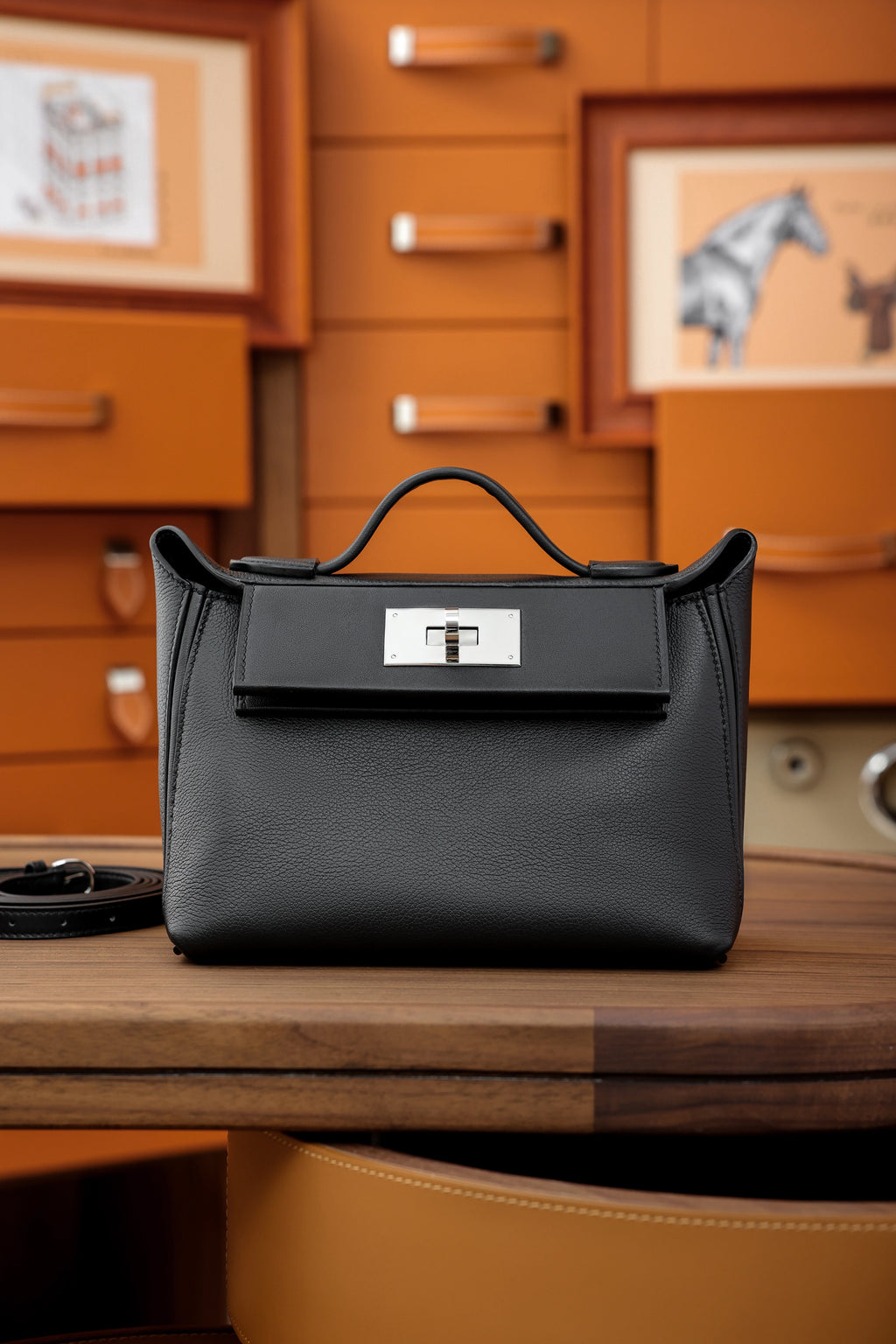 2424- All Handmade Golden / Sliver Hardware Noir  TC eather