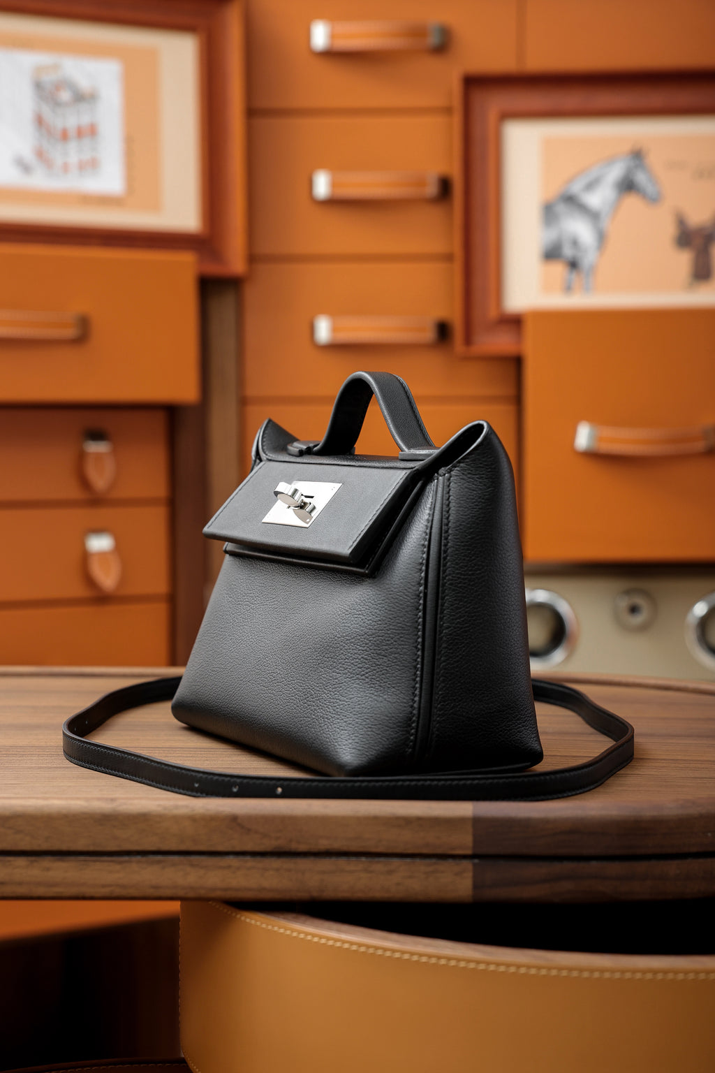 2424- All Handmade Golden / Sliver Hardware Noir  TC eather