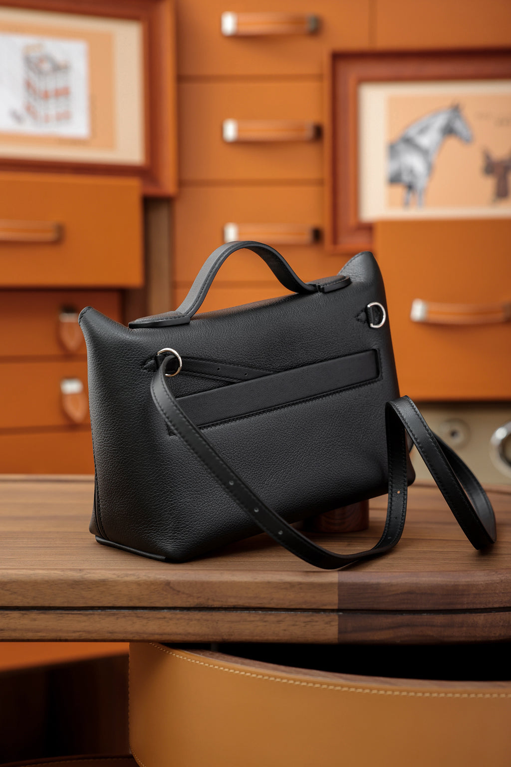 2424- All Handmade Golden / Sliver Hardware Noir  TC eather