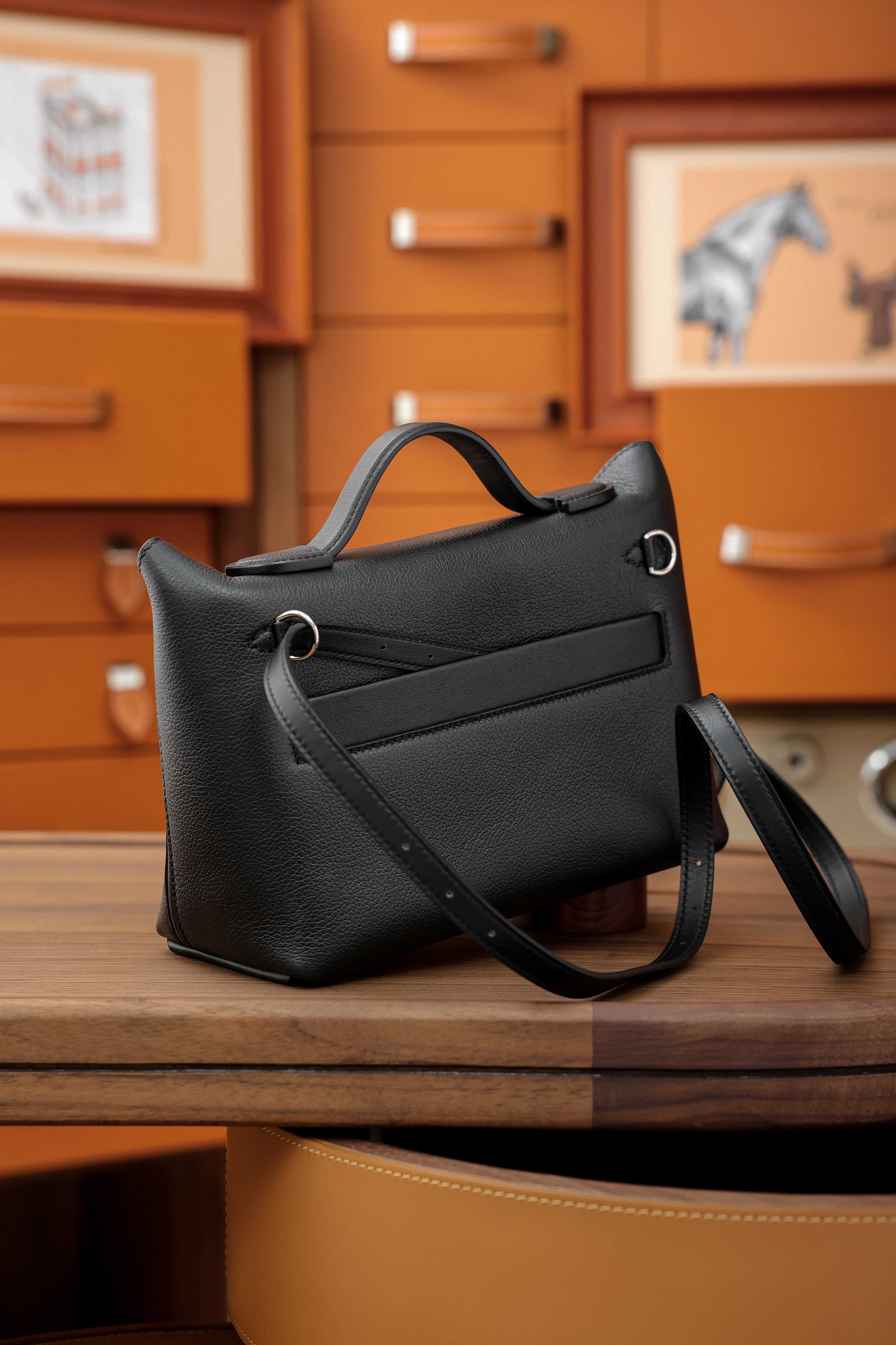 2424- All Handmade Golden / Sliver Hardware Noir  TC eather