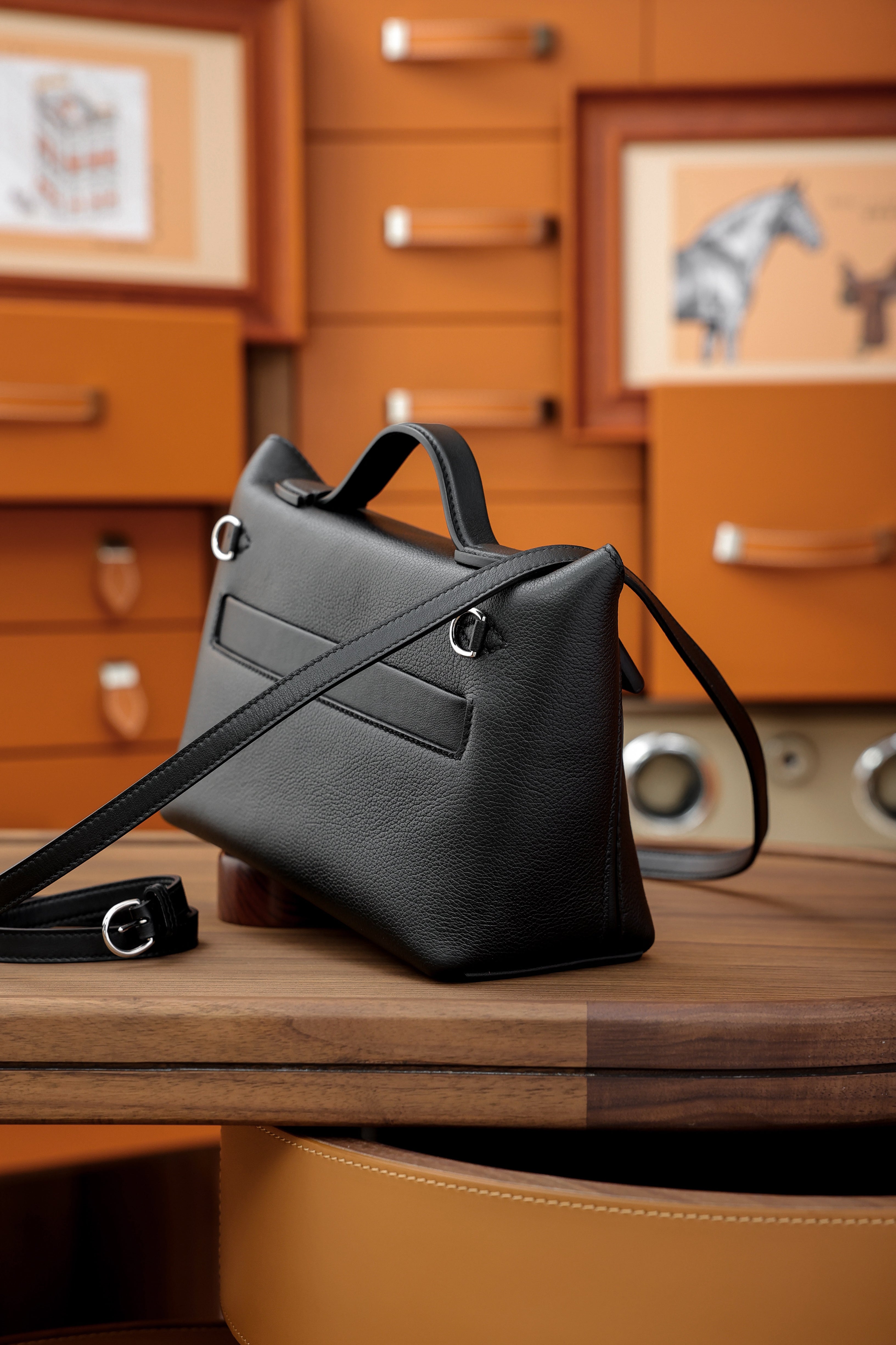 2424- All Handmade Golden / Sliver Hardware Noir  TC eather