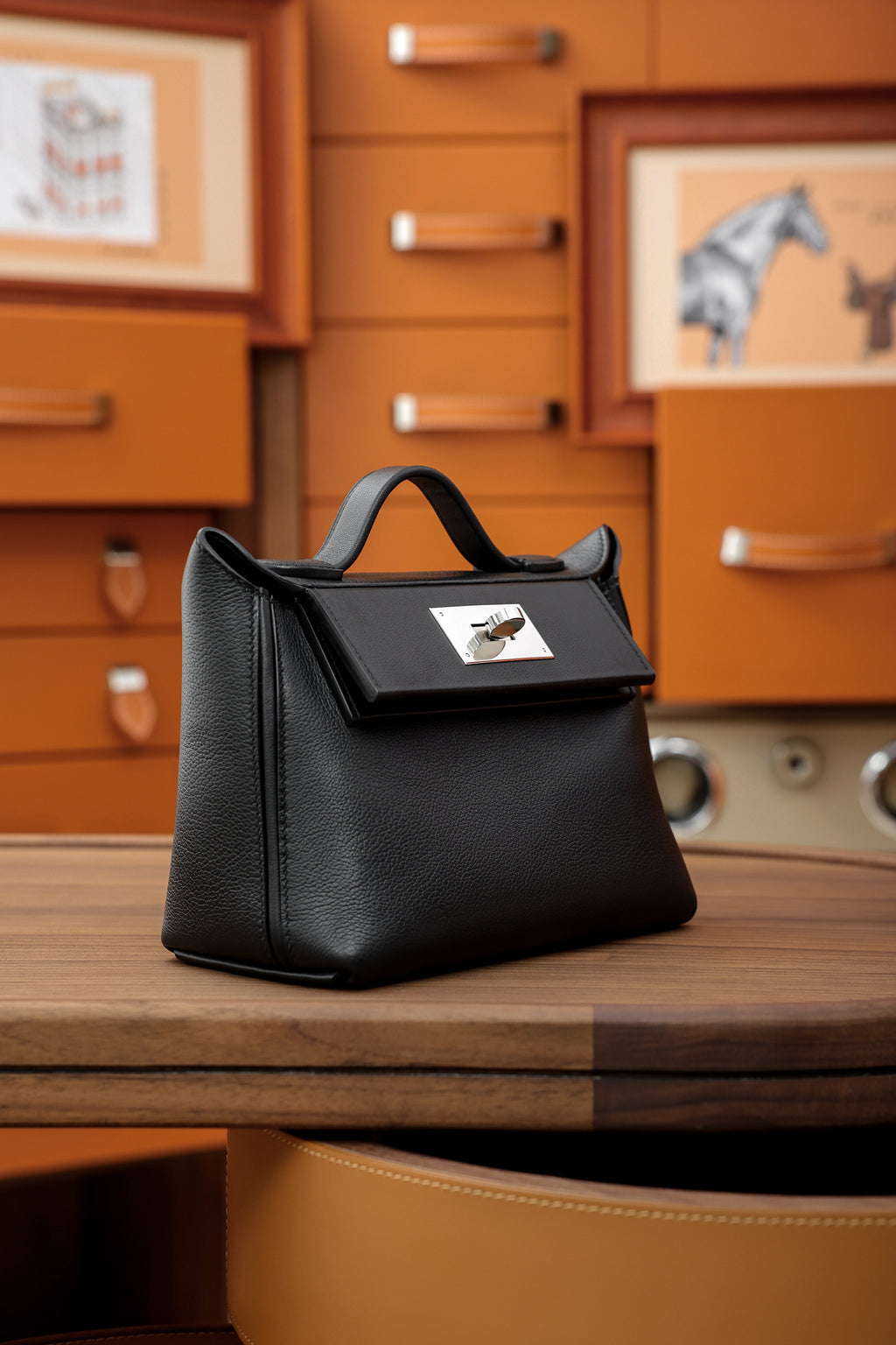 2424- All Handmade Golden / Sliver Hardware Noir  TC eather