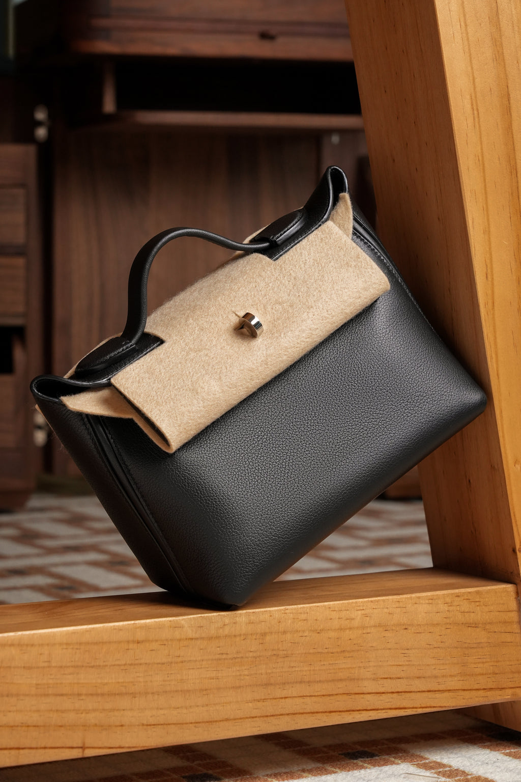 2424- All Handmade Golden / Sliver Hardware Noir  TC eather