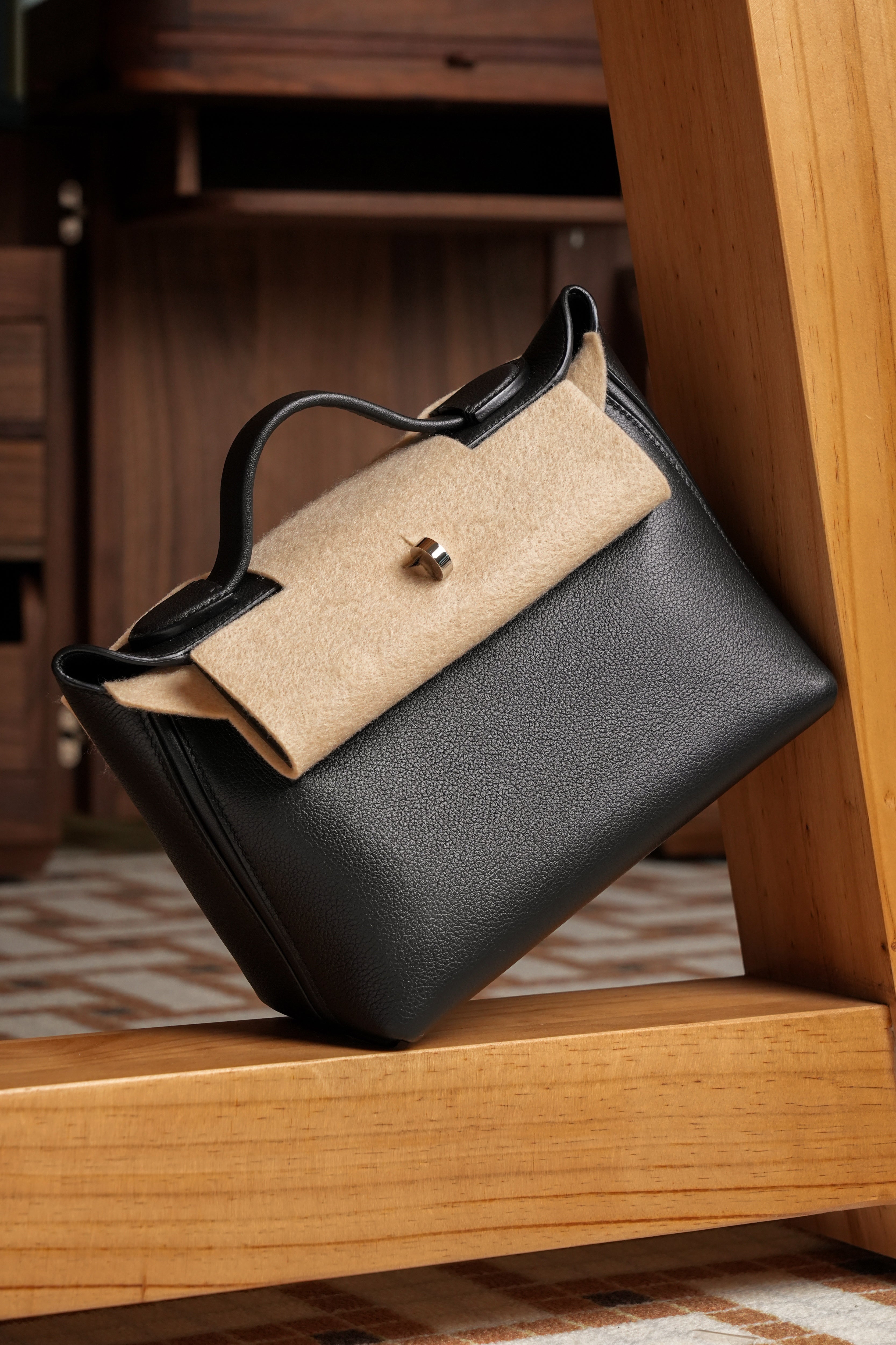 2424- All Handmade Golden / Sliver Hardware Noir  TC eather