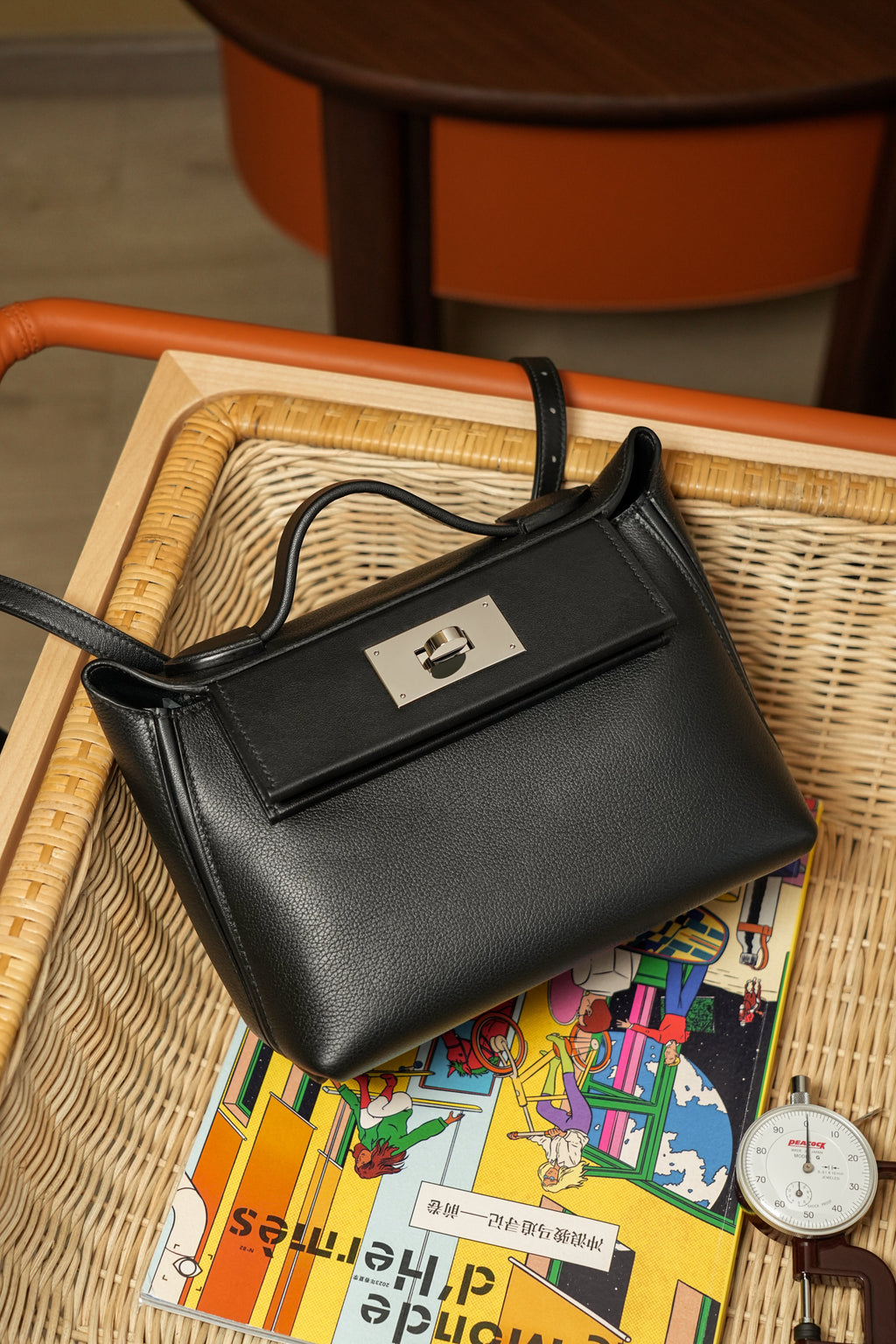 2424- All Handmade Golden / Sliver Hardware Noir  TC eather